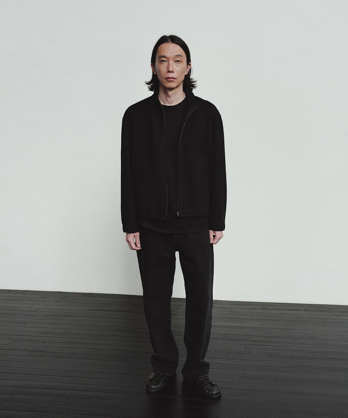 블랭크룸(BLANKROOM) 멜로즈 하이 넥 블루종_BLACK