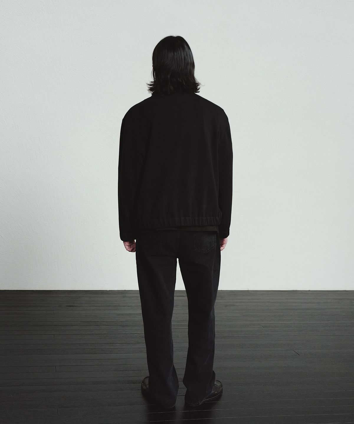 블랭크룸(BLANKROOM) 멜로즈 하이 넥 블루종_BLACK