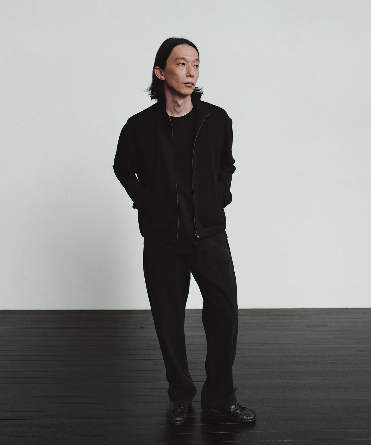 블랭크룸(BLANKROOM) 멜로즈 하이 넥 블루종_BLACK