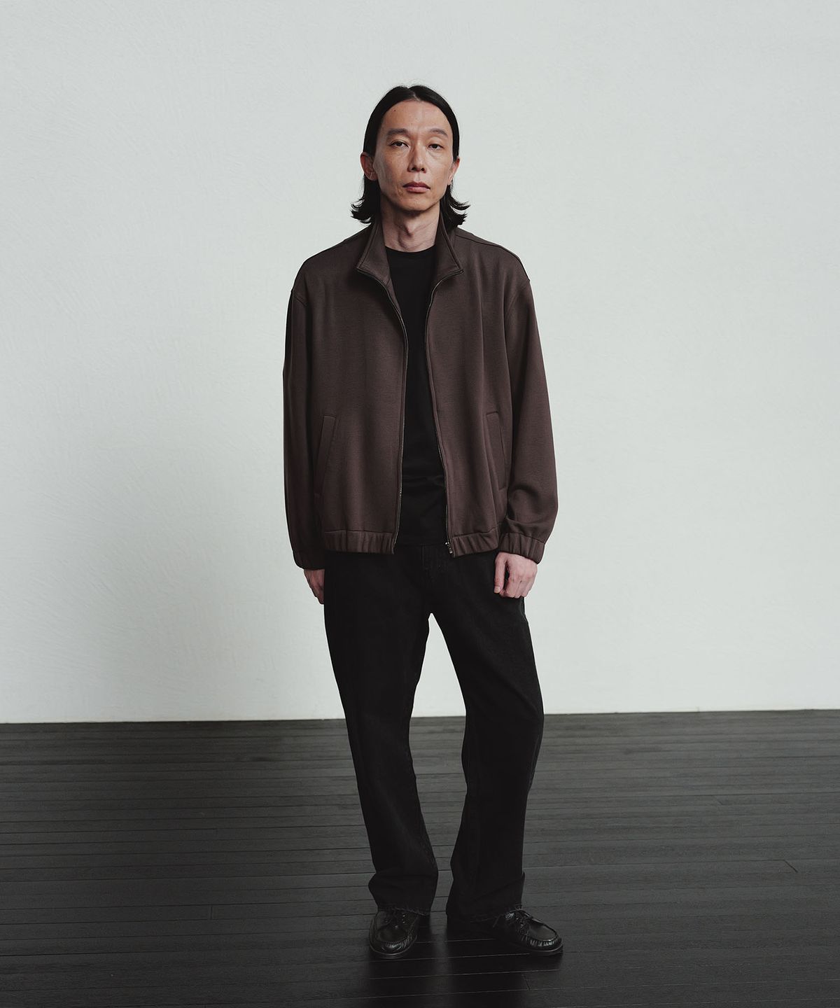 블랭크룸(BLANKROOM) 멜로즈 하이 넥 블루종_BROWN