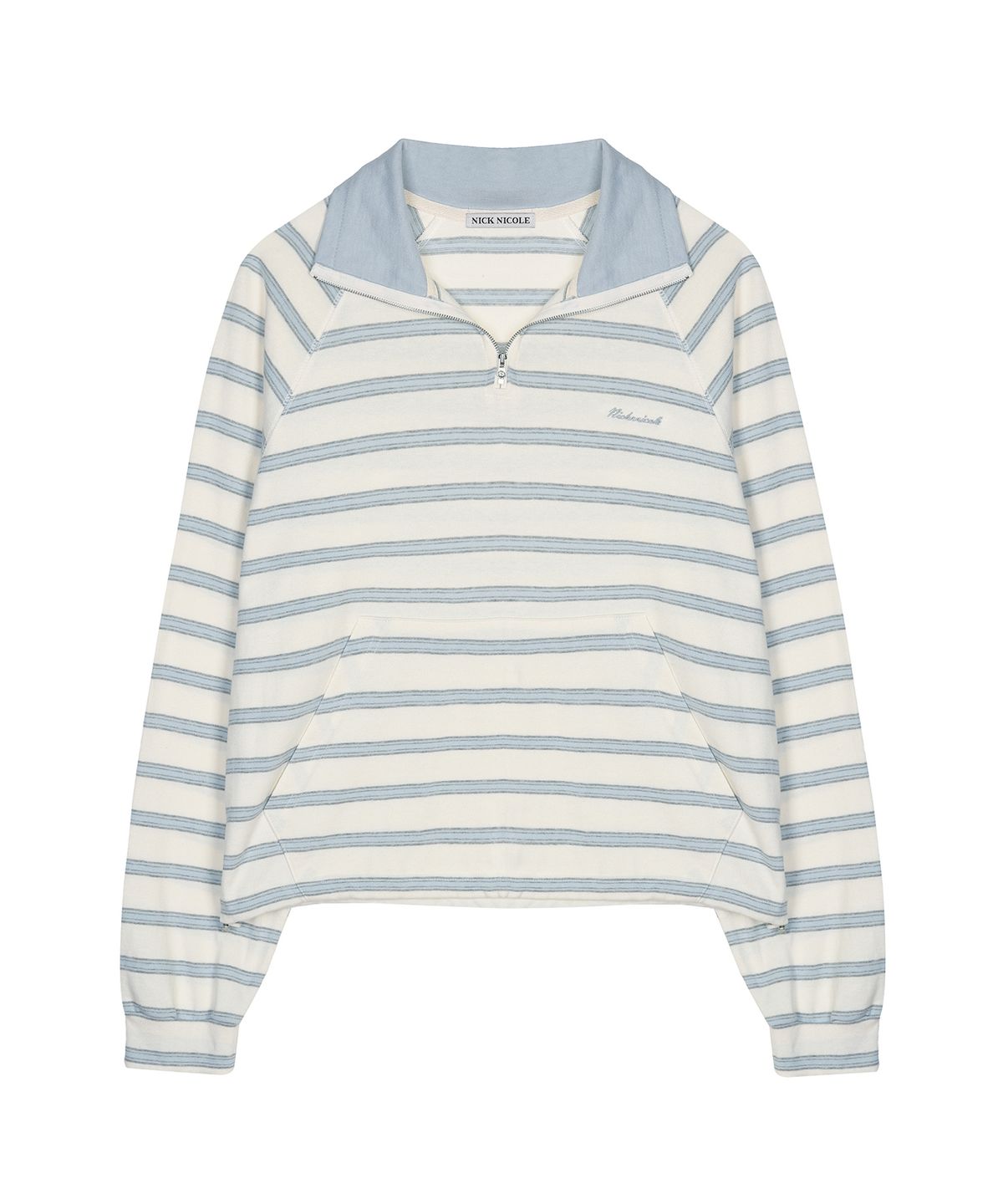 닉앤니콜(NICK&NICOLE) STRIPE HALF ZIP-UP SWEATSHIRT_IVORY