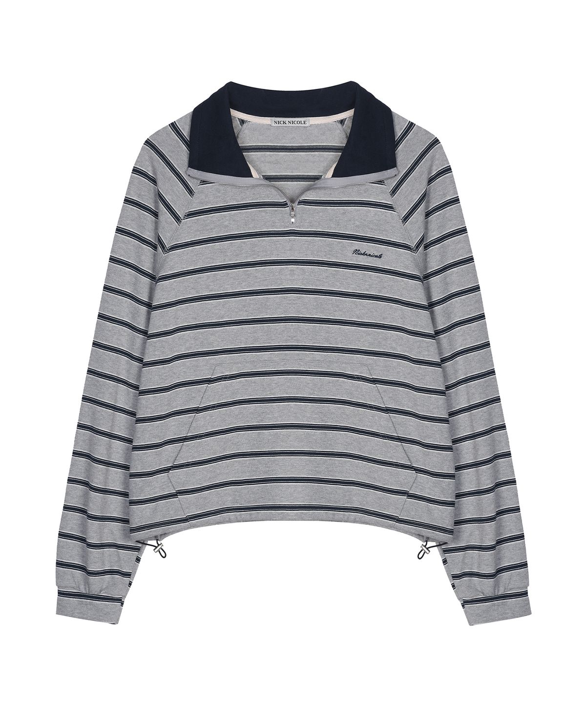 닉앤니콜(NICK&NICOLE) STRIPE HALF ZIP-UP SWEATSHIRT_GRAY