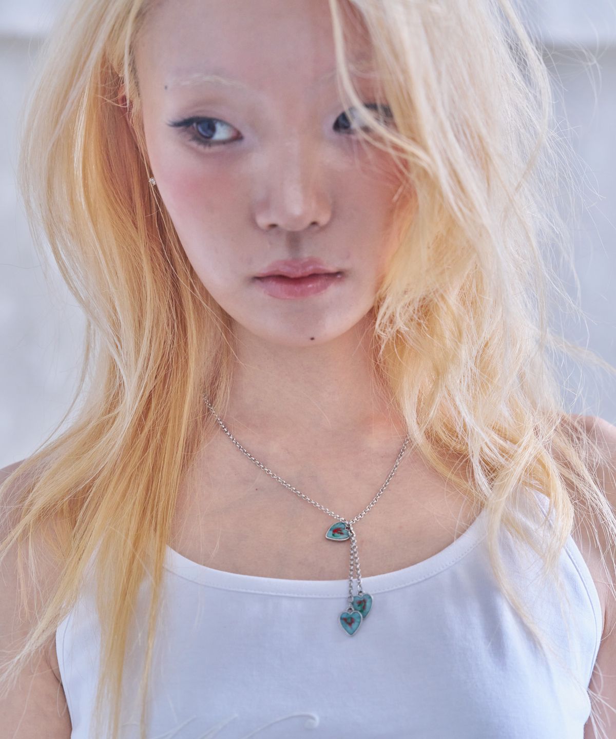 뽀끼(POKKI) TRIO HEART NECKLACE (SILVER)