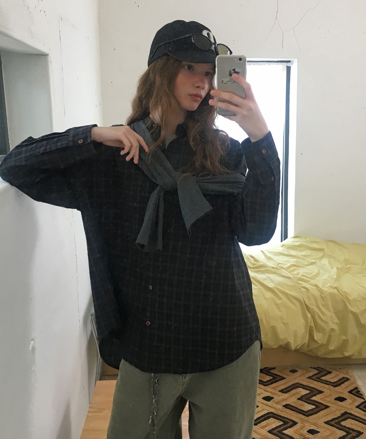 더미튼(THEMITTEN) Glen overfit check shirt (fog black)