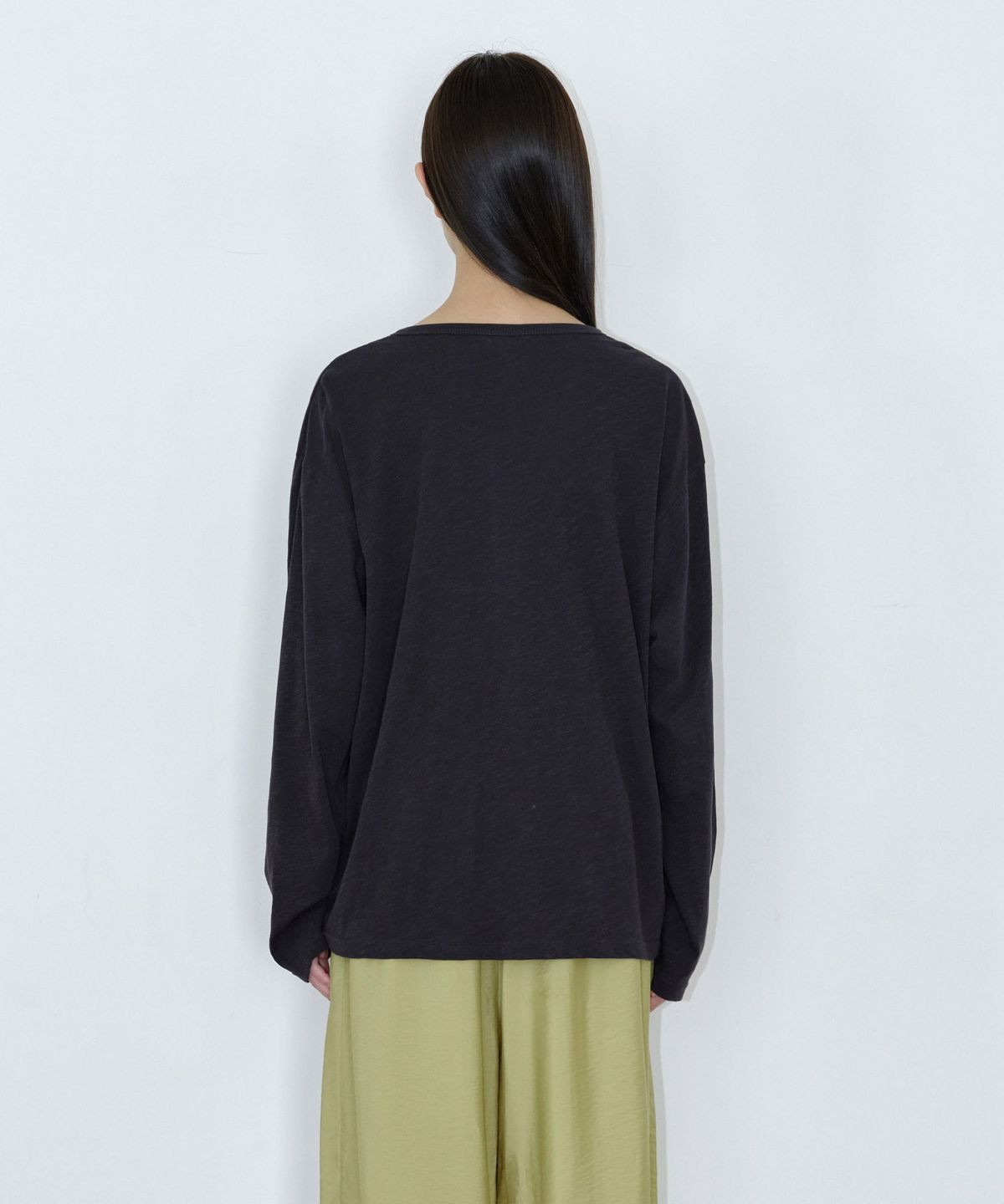 마이스(MAIS) SLUB OVERSIZED HENLEY T-SHIRT / DARK NAVY