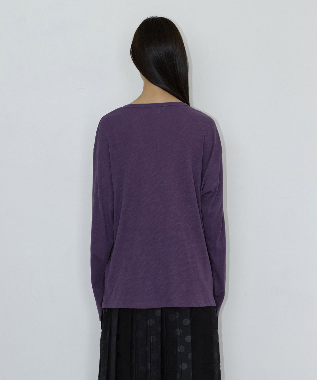 마이스(MAIS) SLUB OVERSIZED HENLEY T-SHIRT / PURPLE