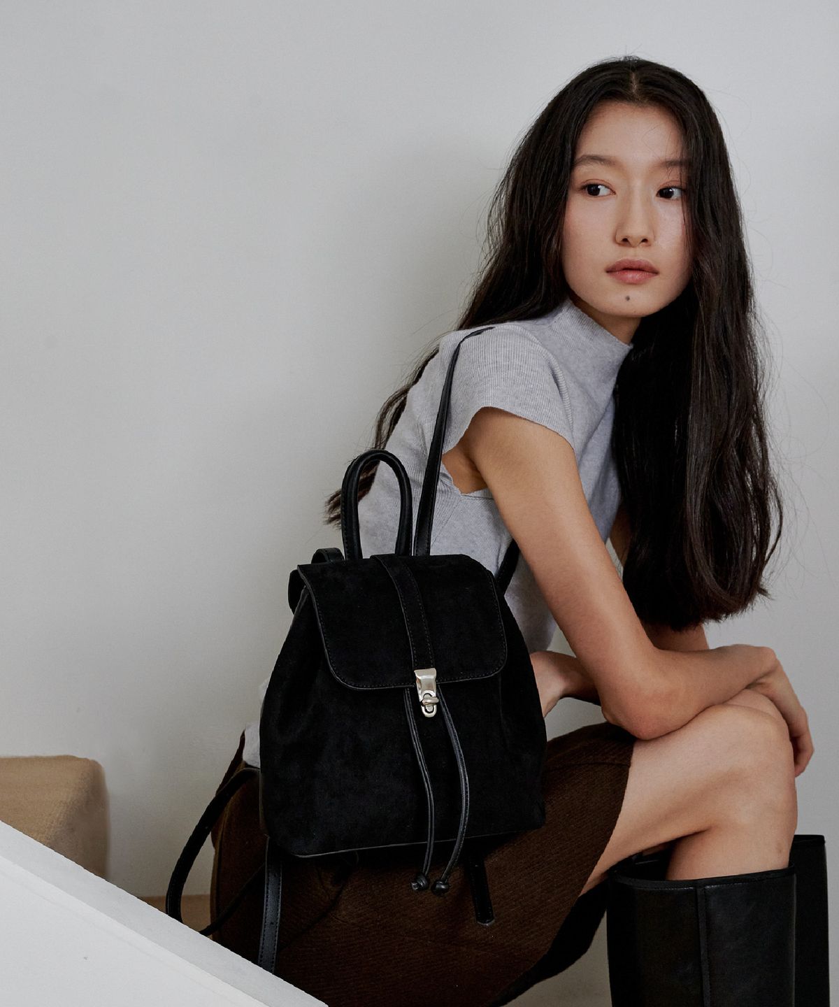 엑타(ECTAR) muko mini backpack-무코미니백팩 [스웨이드 블랙]
