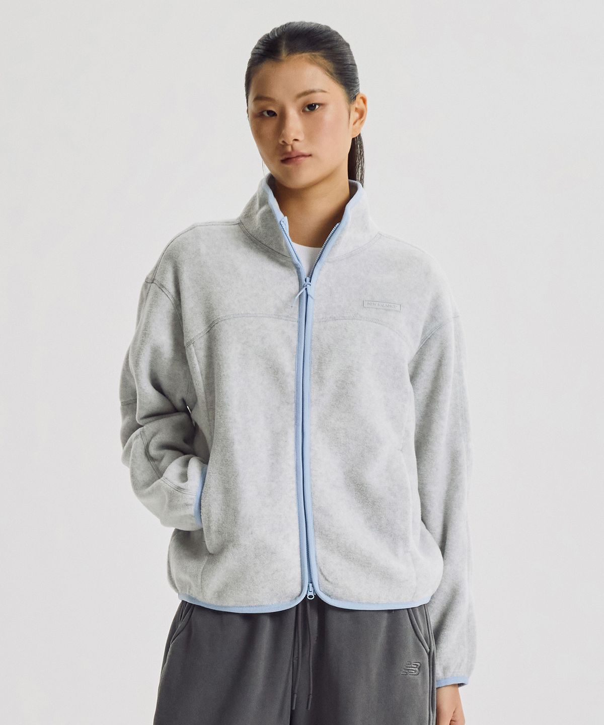뉴발란스(NEW BALANCE) NBMDG4W932 / WOMEN 코지 플리스 스탠넥 집업 (L/GRAY)