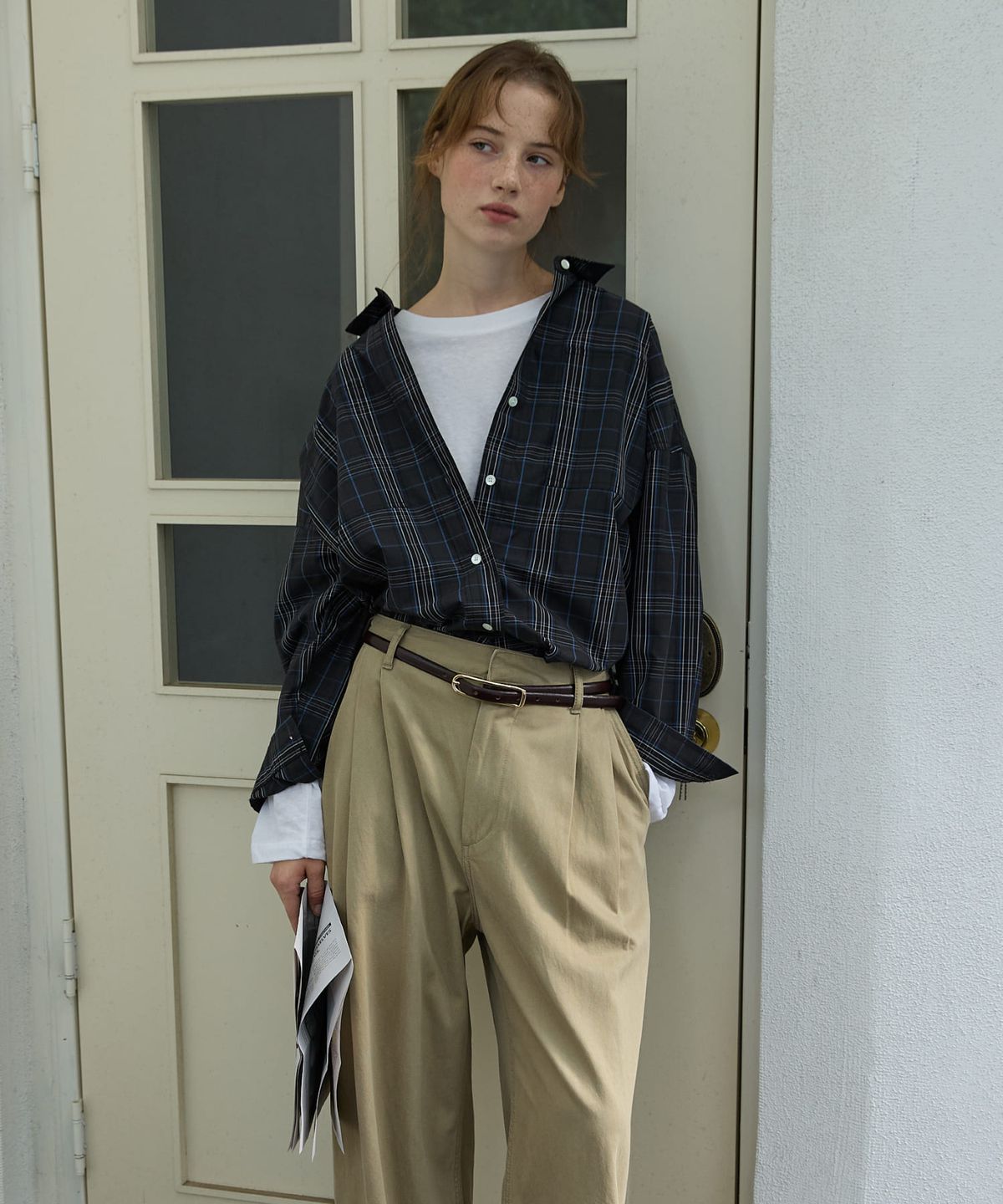 오픈도어스튜디오(OPENDOORSTUDIO) Boxy Check Overshirt Navy Check
