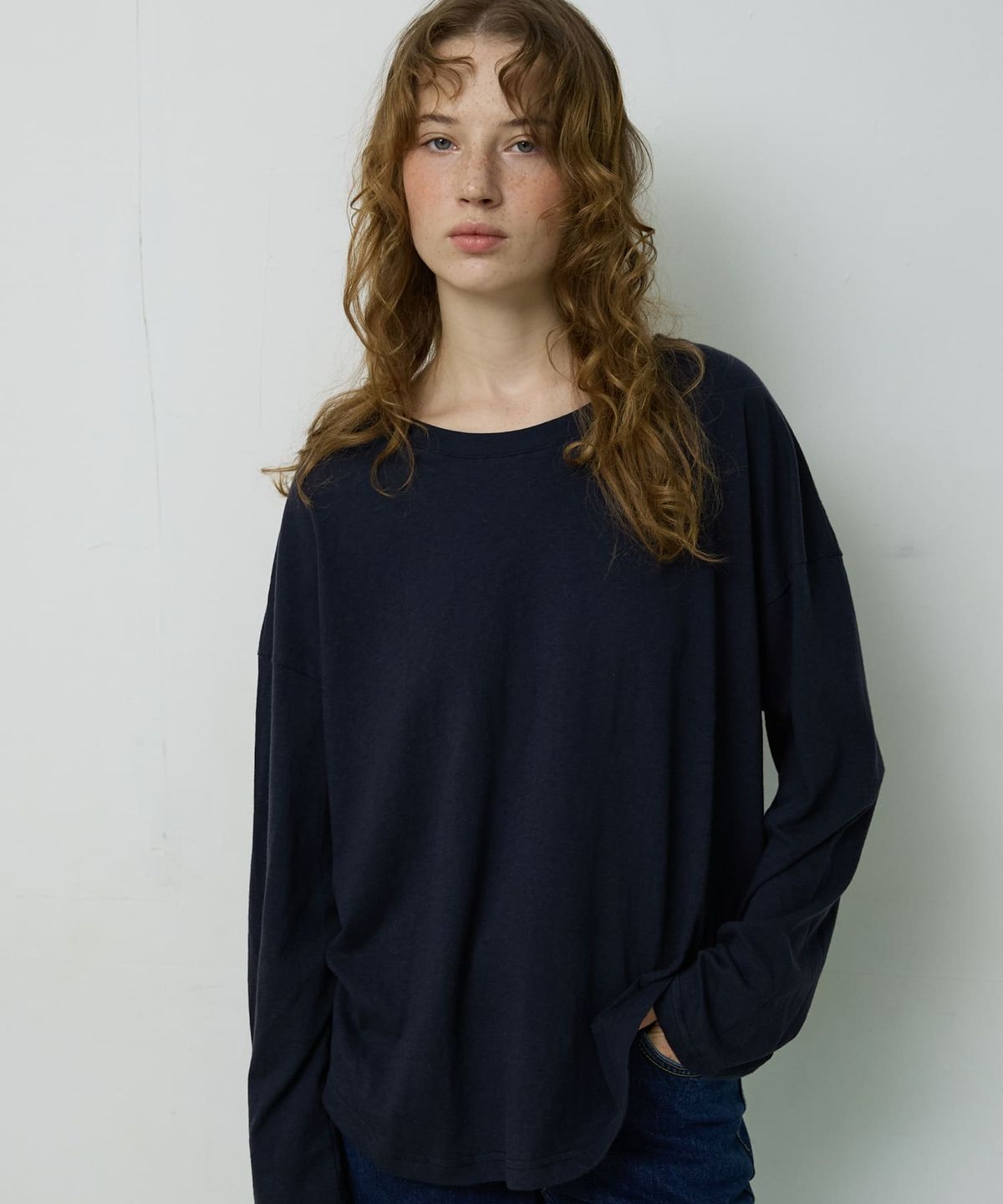 오픈도어스튜디오(OPENDOORSTUDIO) Boat Neck Loose Tee Navy