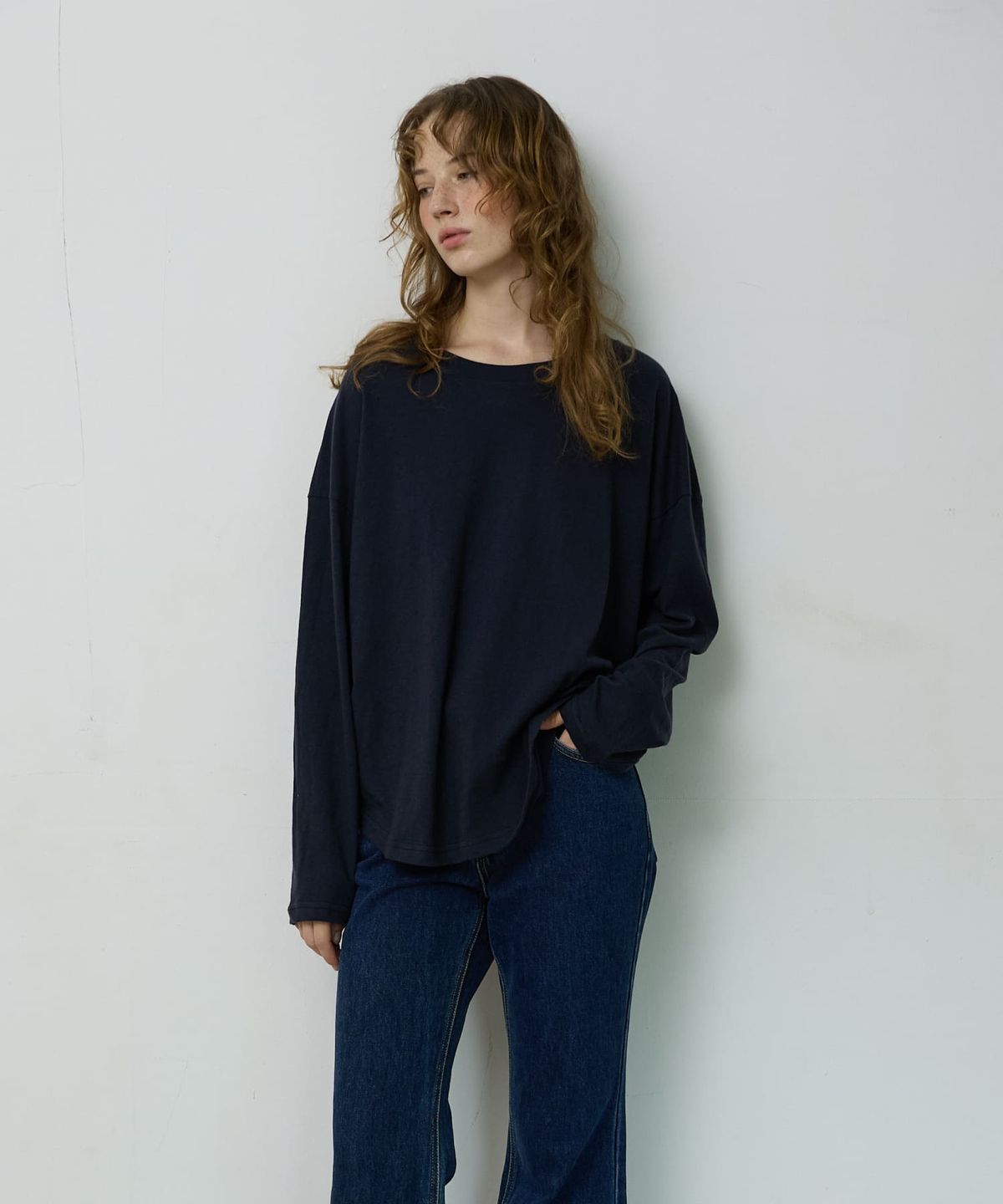 오픈도어스튜디오(OPENDOORSTUDIO) Boat Neck Loose Tee Navy