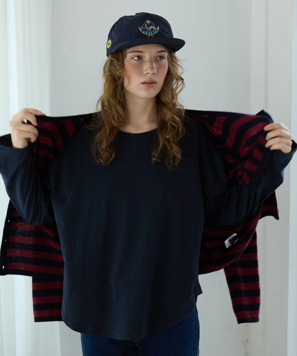 오픈도어스튜디오(OPENDOORSTUDIO) Boat Neck Loose Tee Navy