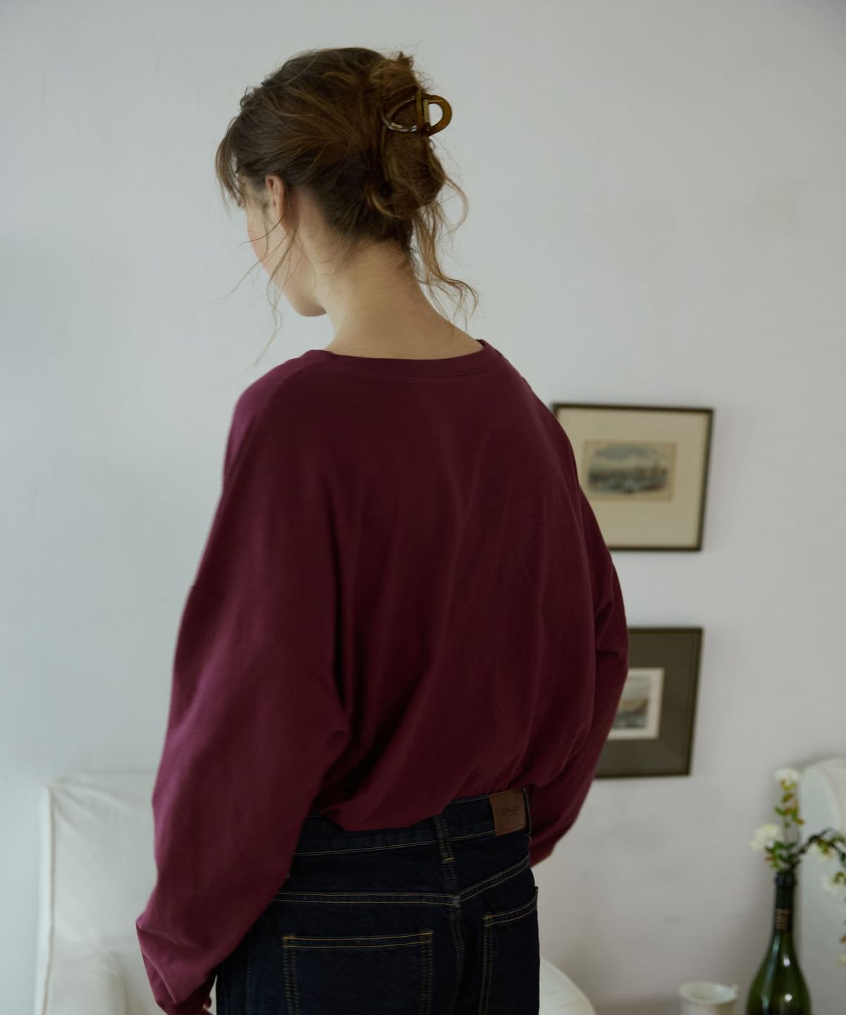 오픈도어스튜디오(OPENDOORSTUDIO) Boat Neck Loose Tee Wine