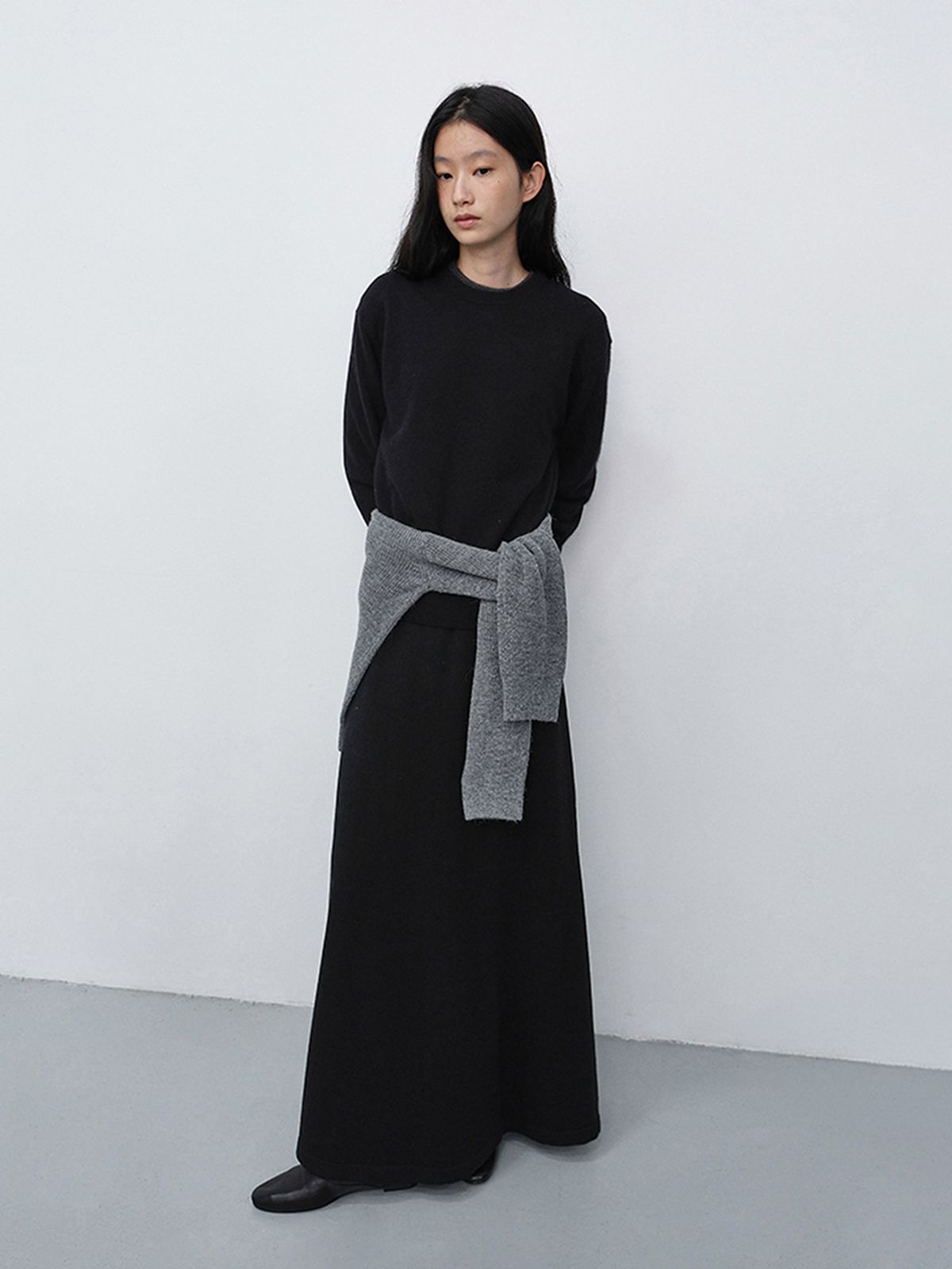던스트(DUNST) KNITTED MAXI SKIRT_UDSK6C209_BLACK