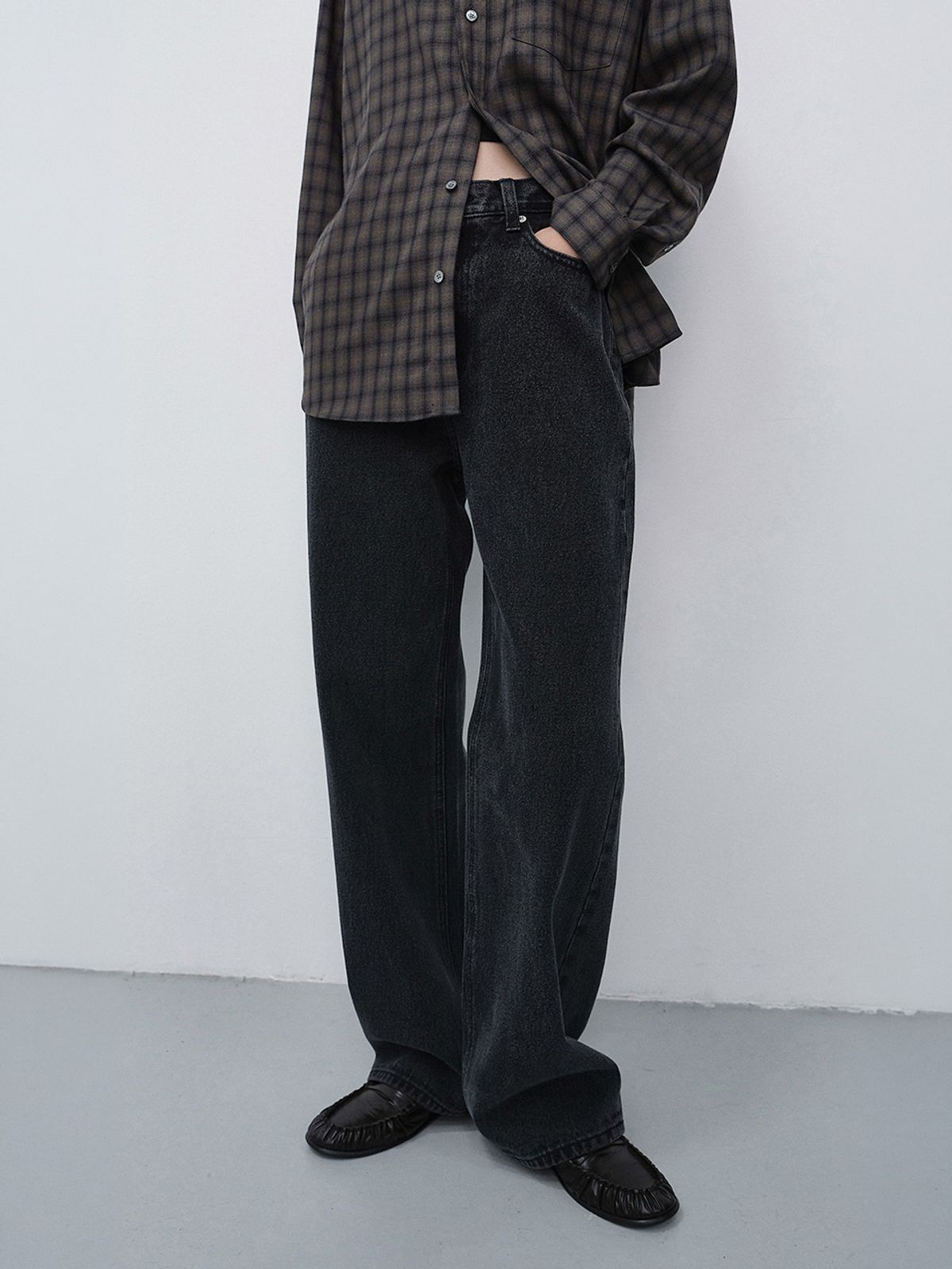 던스트(DUNST) WIDE JEANS_UDPA6C209_WASHED BLACK