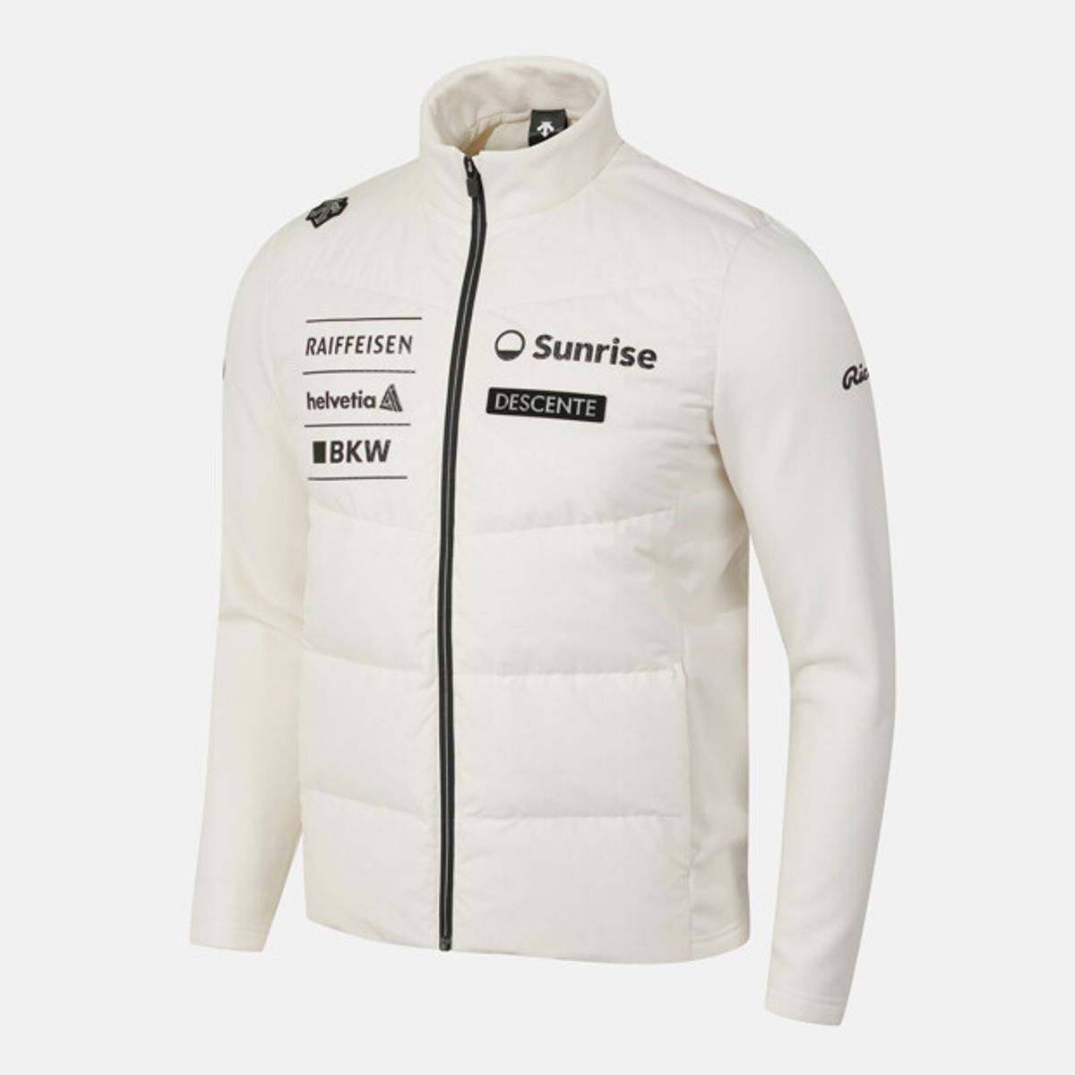 데상트(DESCENTE) 남성 스위스 스키 다운 팀그래픽 하이브리드 자켓 화이트 SR421SKTO5