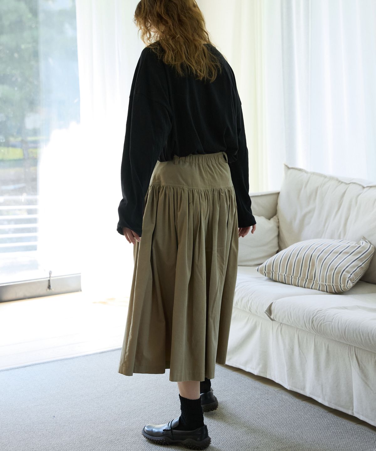 오픈도어스튜디오(OPENDOORSTUDIO) Godet Flare Long Skirt Khaki