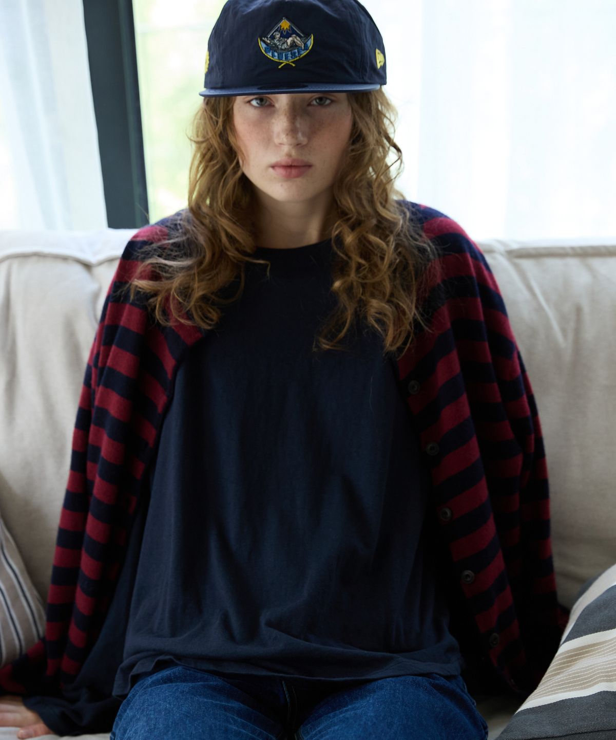 오픈도어스튜디오(OPENDOORSTUDIO) Convertible Stripe Knit BurgundyNavy