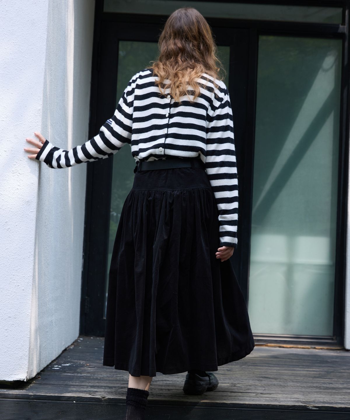 오픈도어스튜디오(OPENDOORSTUDIO) Convertible Stripe Knit BlackWhite