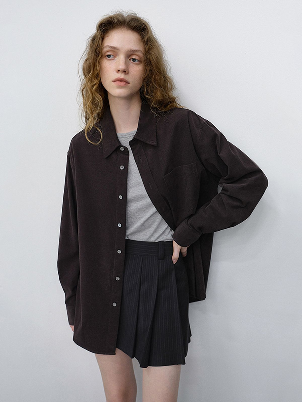 던스트(DUNST) UNISEX CORDUROY SHIRT_UDSH6C106_DARK BROWN