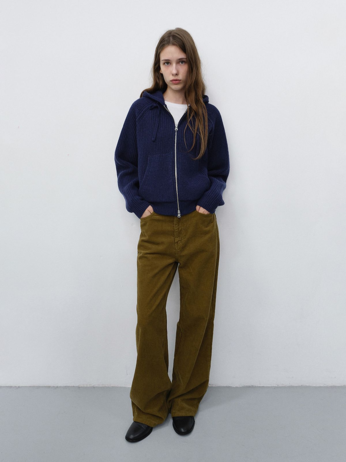 던스트(DUNST) UNISEX HOODED KNIT CARDIGAN_UDSW6C104_DARK BLUE