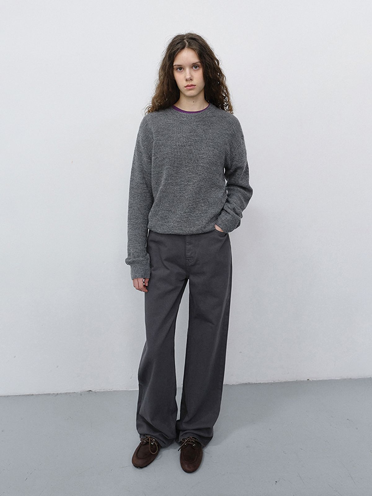 던스트(DUNST) UNISEX HAIRLY SWEATER_UDSW6C113_MELANGE GREY