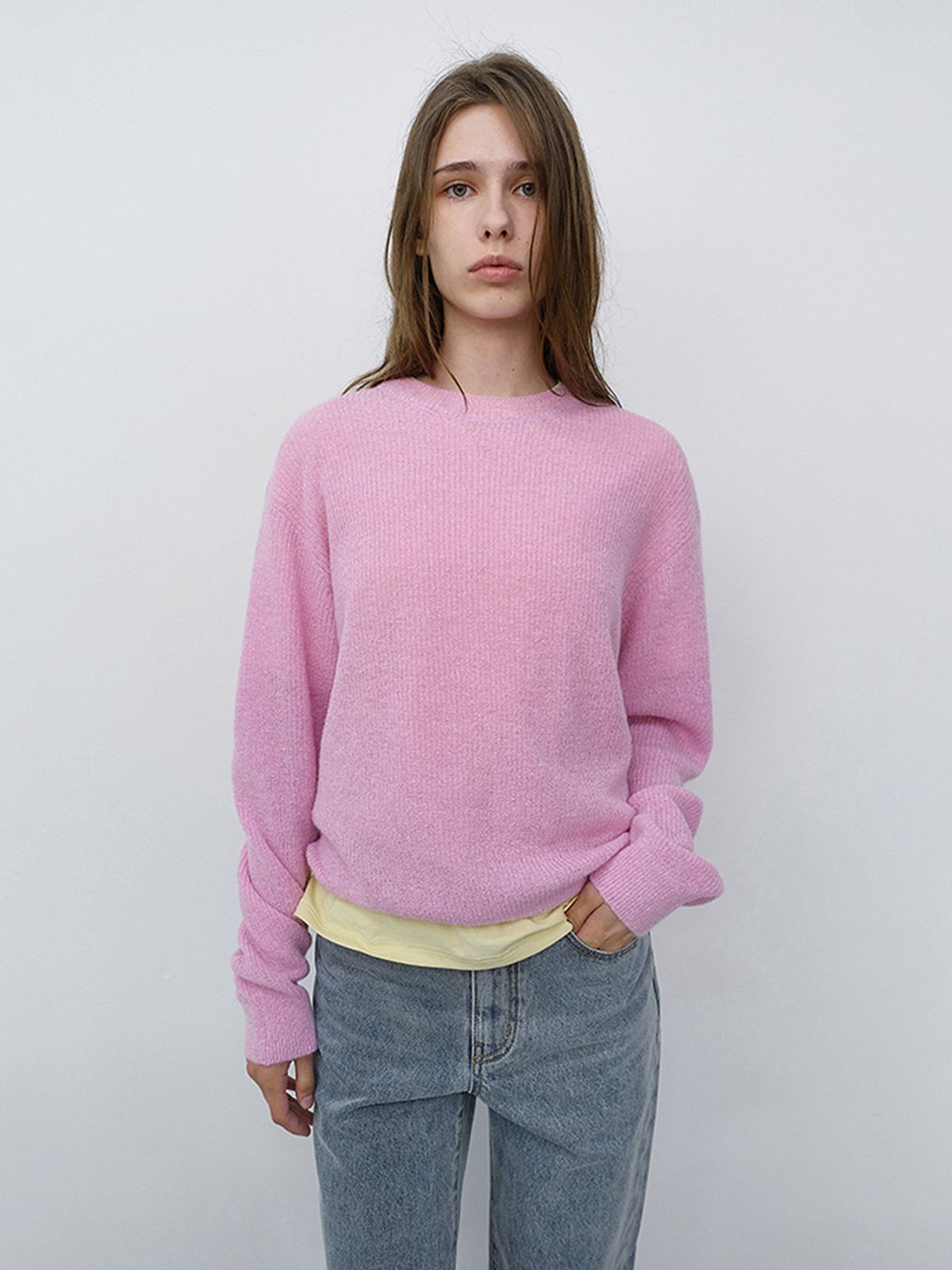 던스트(DUNST) UNISEX HAIRLY SWEATER_UDSW6C113_PALE PINK
