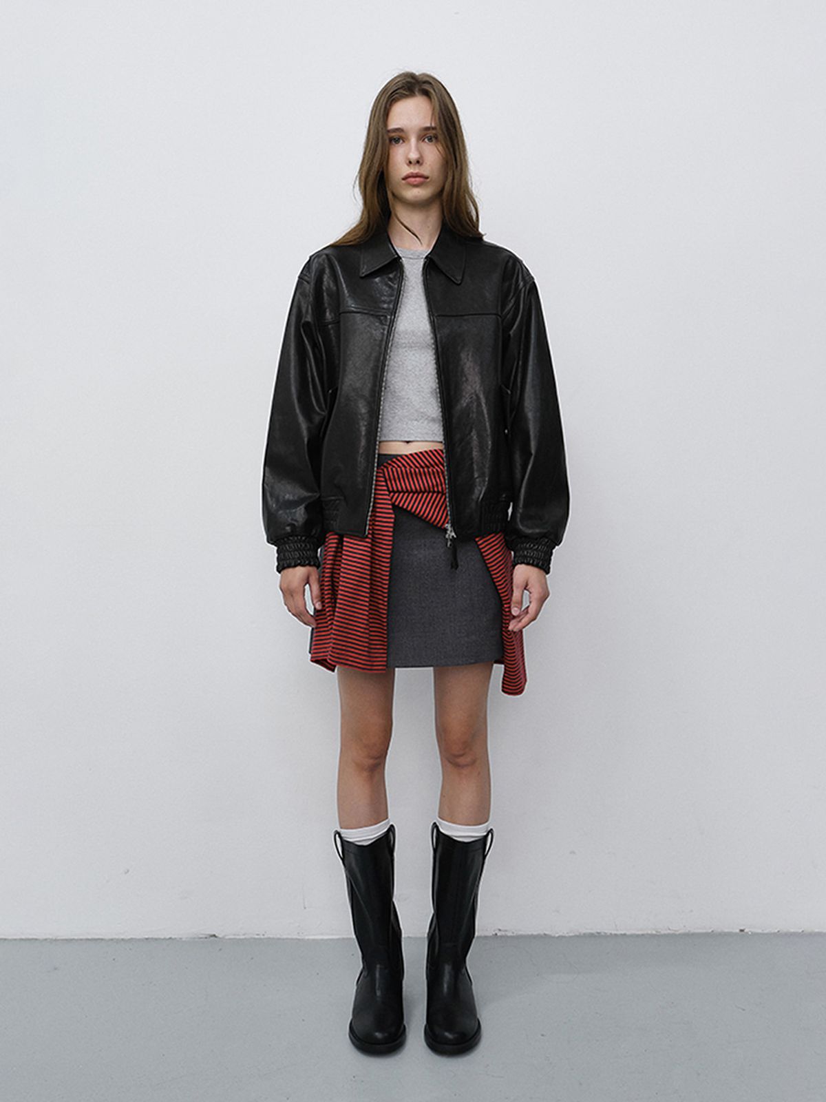 던스트(DUNST) UNISEX REFINED LEATHER BLOUSON_UDJU6C101_BLACK