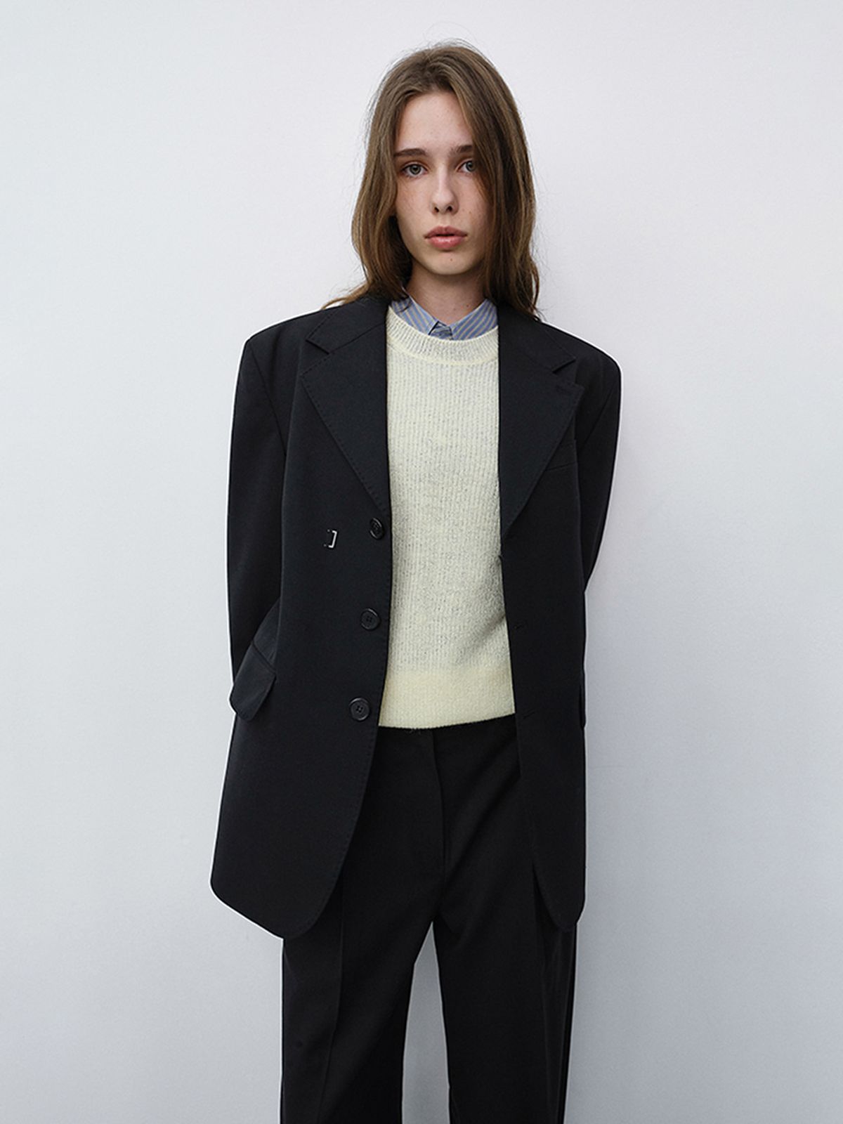 던스트(DUNST) UNISEX REFINED MASCULINE WOOL BLAZER_UDJA6C105_BLACK