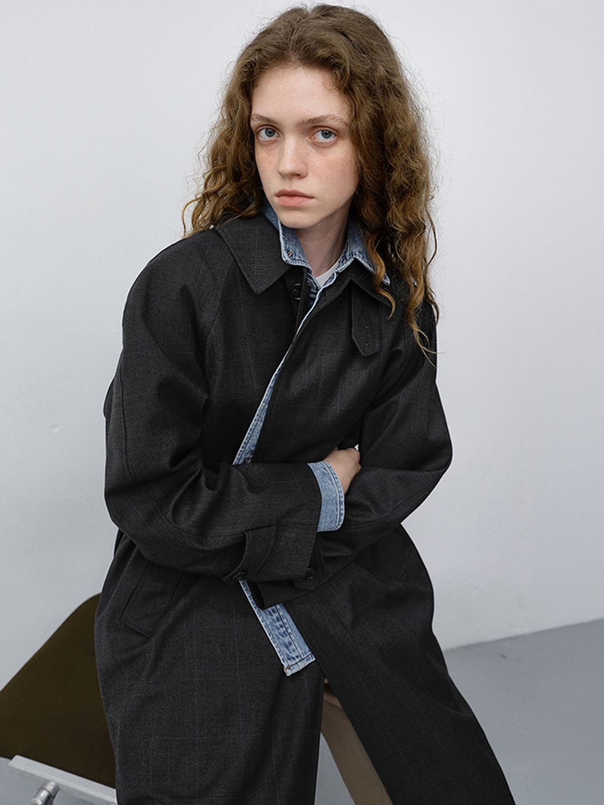 던스트(DUNST) UNISEX H-LINE WOOL MAC COAT_UDTR6C101_BROWN CHECK