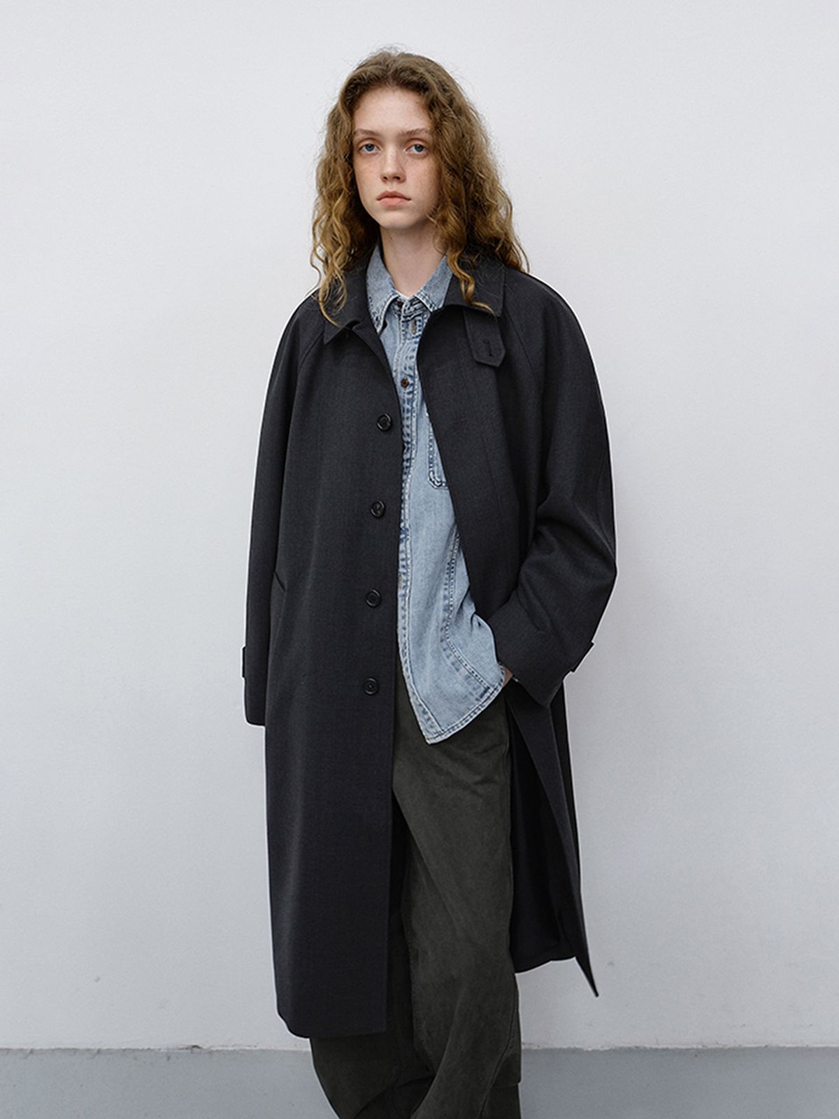 던스트(DUNST) UNISEX H-LINE WOOL MAC COAT_UDTR6C101_CHARCOAL GREY