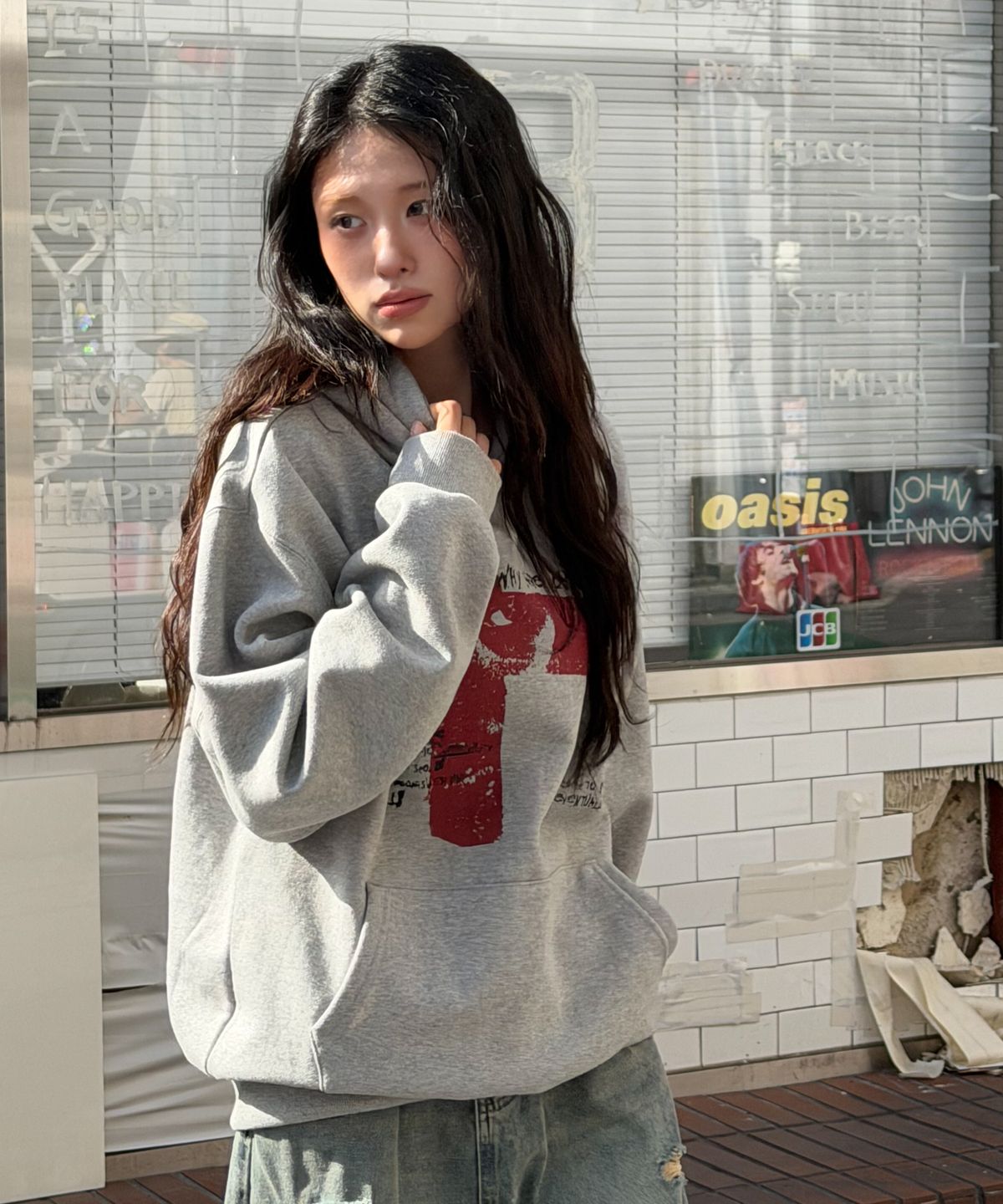 아모우(AMOU) Sideways Hoodie GRAY