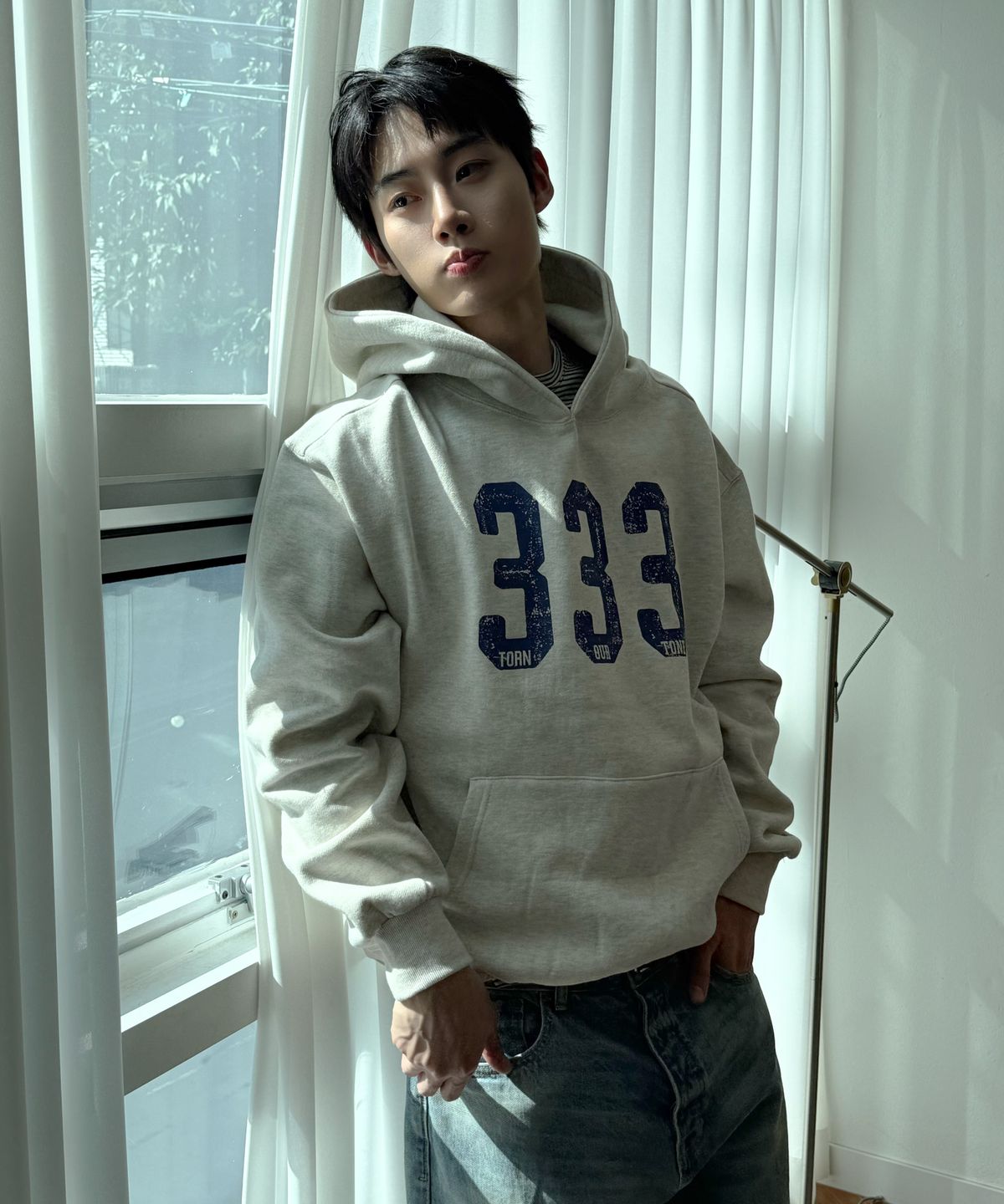 아모우(AMOU) [기모] 333 Hoodie OATMEAL