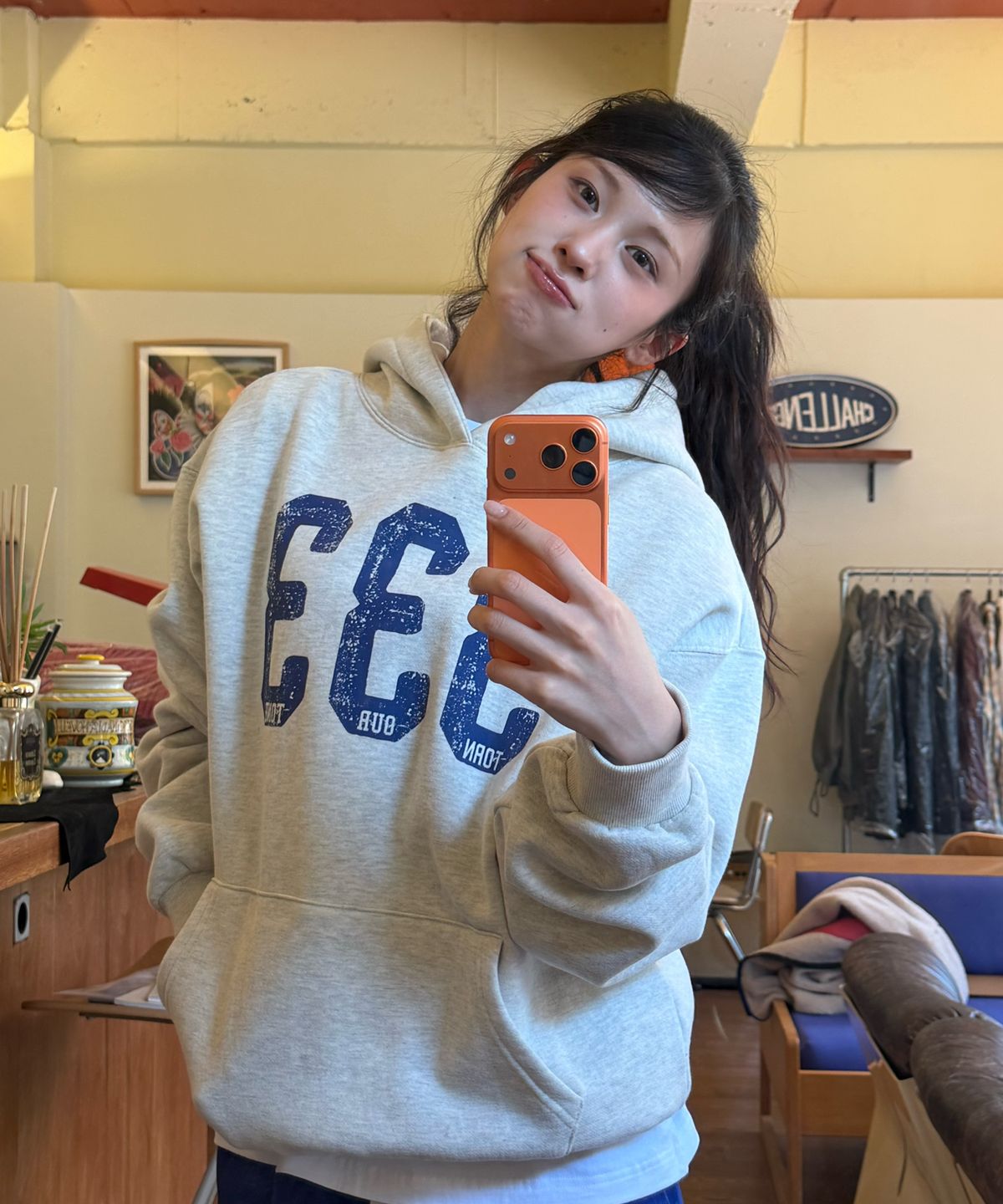 아모우(AMOU) [기모] 333 Hoodie OATMEAL