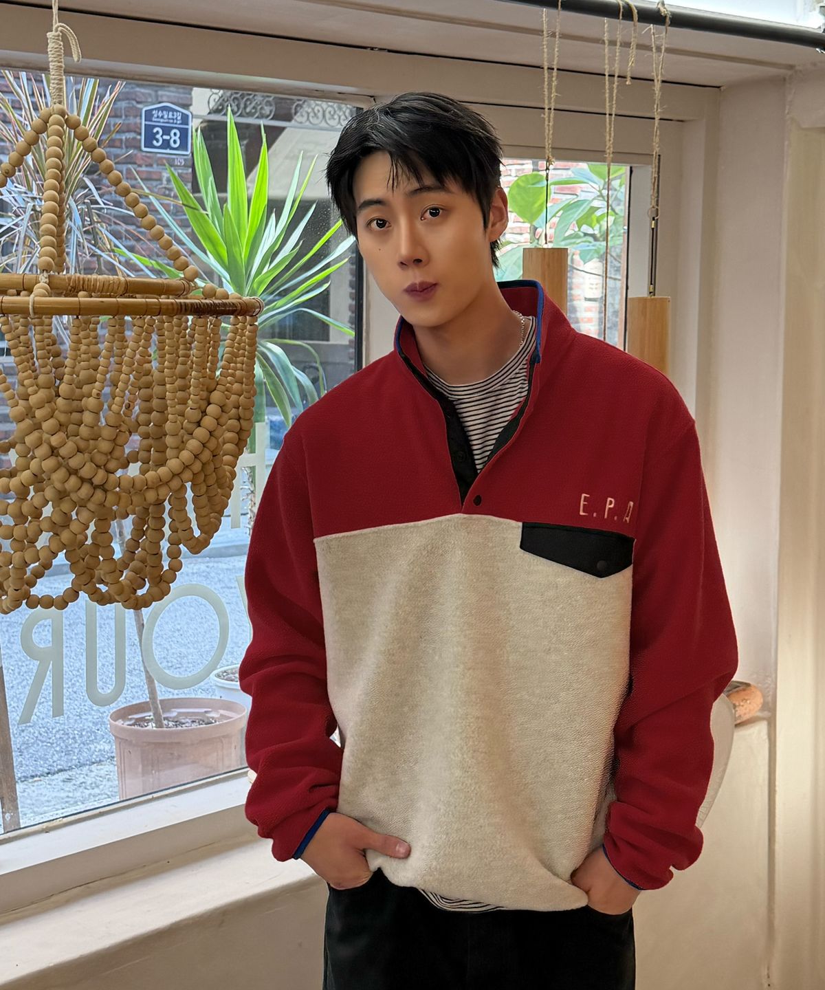 아모우(AMOU) AMOU Polar Fleece Anorak RED