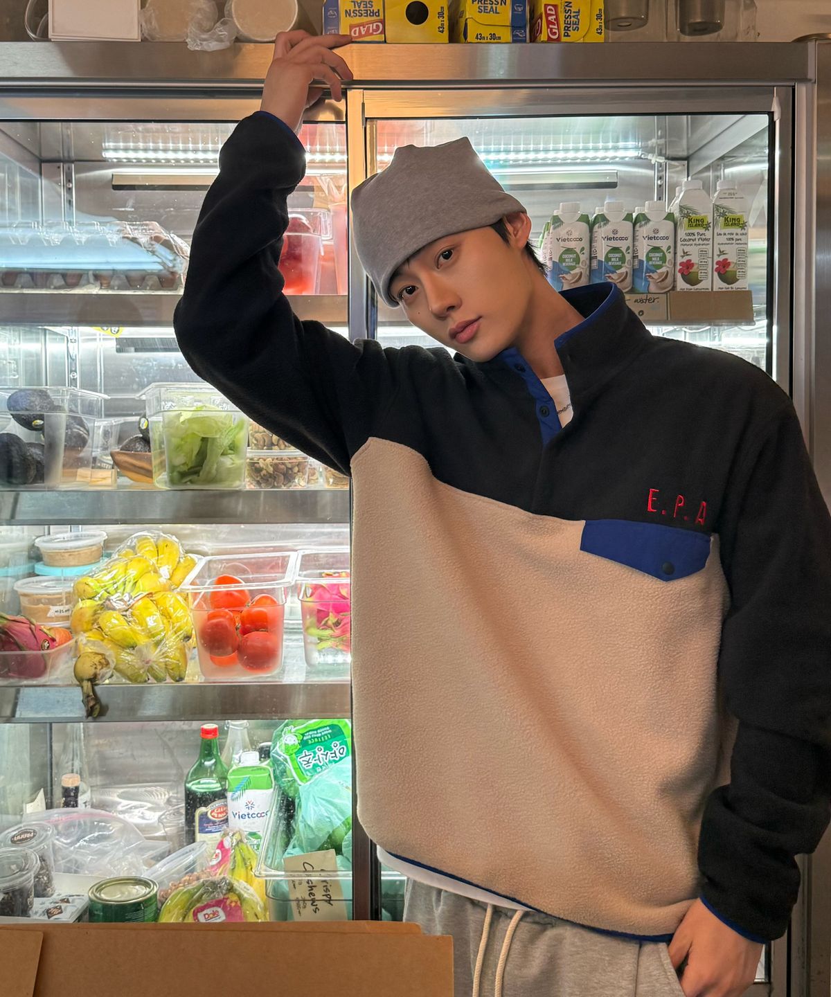 아모우(AMOU) AMOU Polar Fleece Anorak BLACK