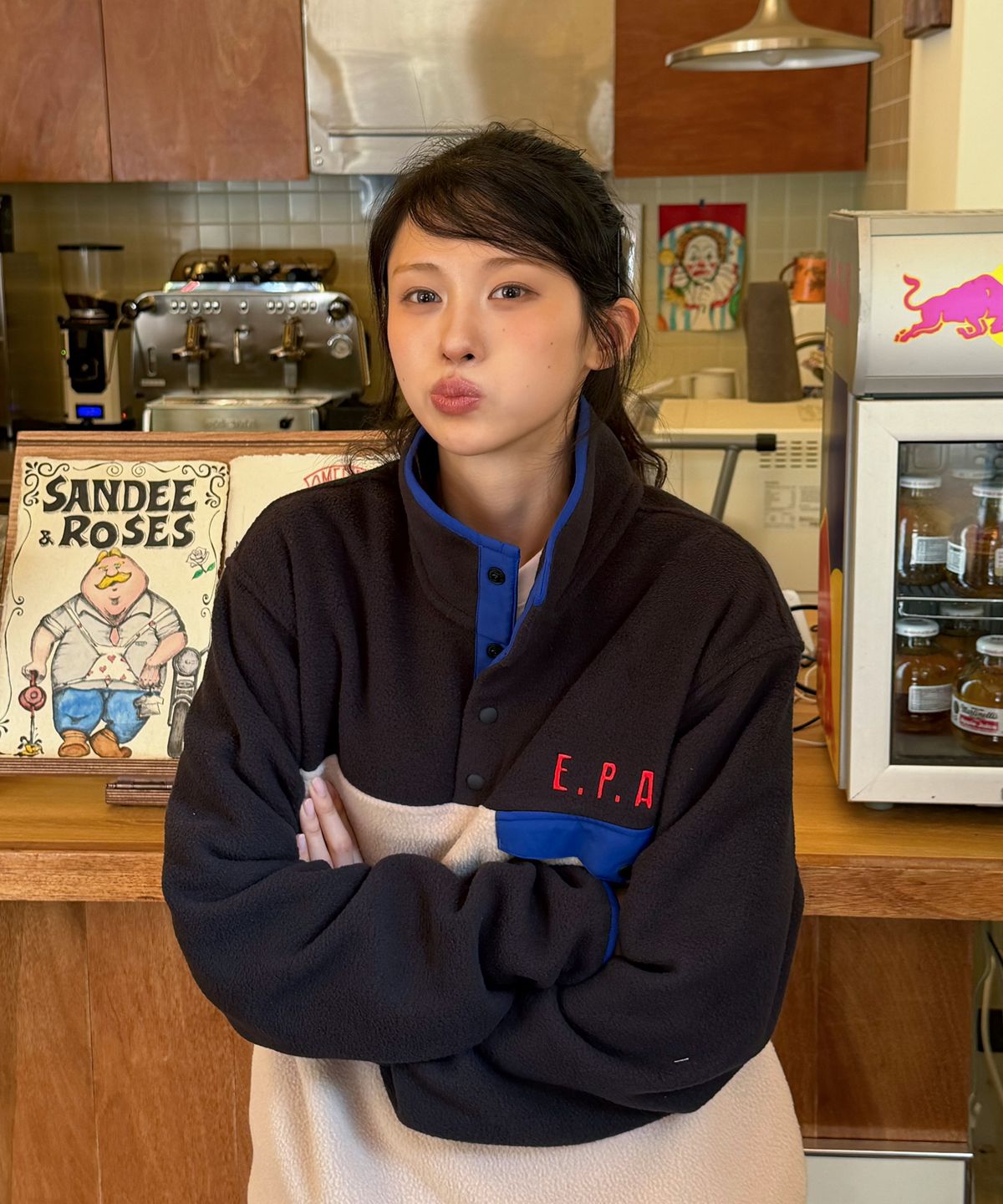 아모우(AMOU) AMOU Polar Fleece Anorak BLACK