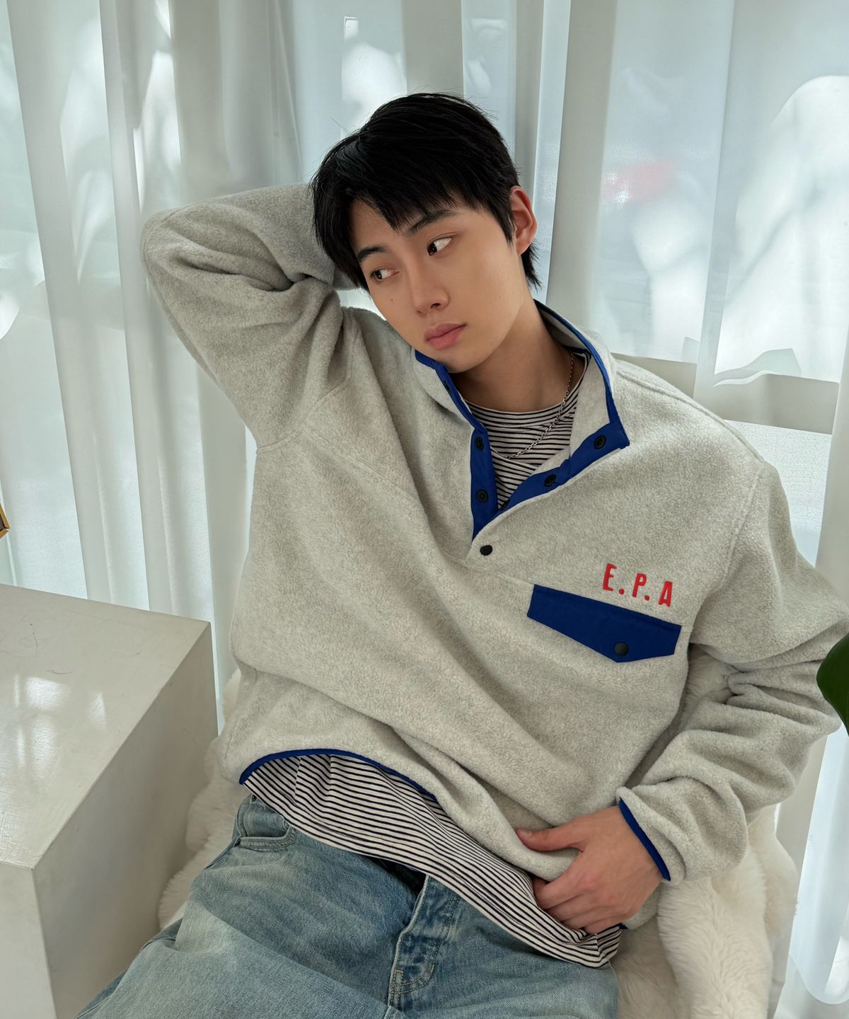 아모우(AMOU) AMOU Polar Fleece Anorak CREAM