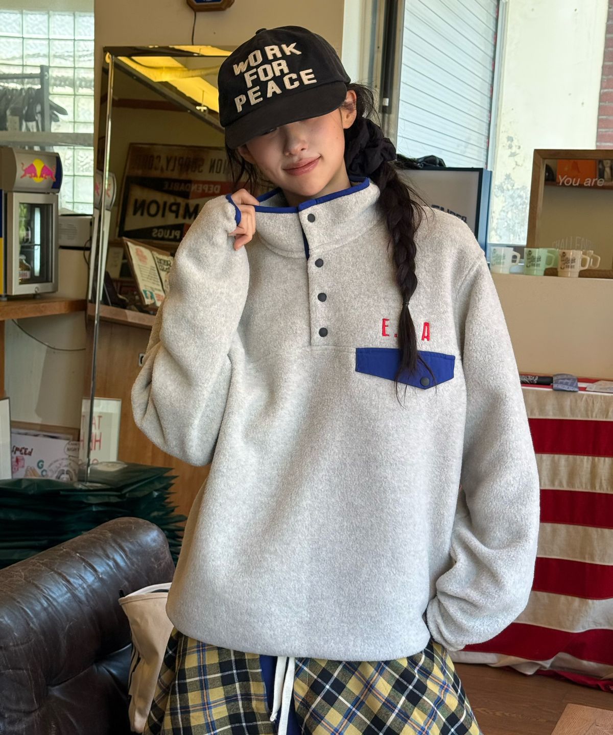 아모우(AMOU) AMOU Polar Fleece Anorak CREAM