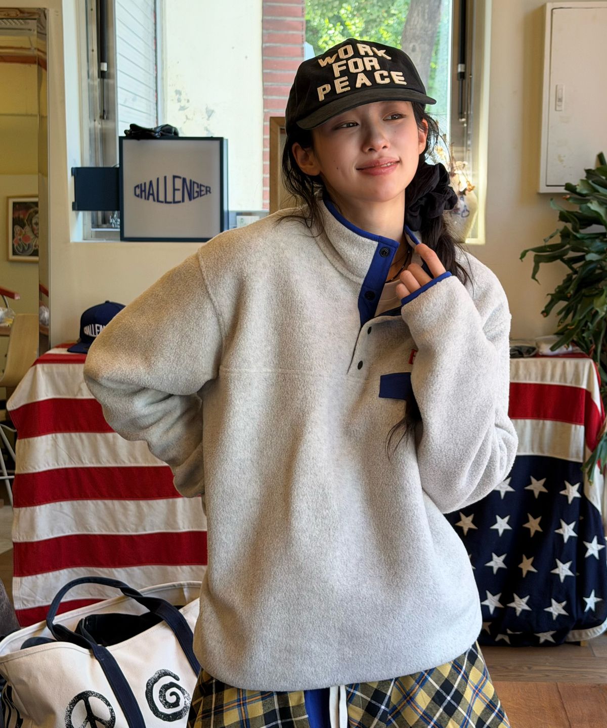 아모우(AMOU) AMOU Polar Fleece Anorak CREAM