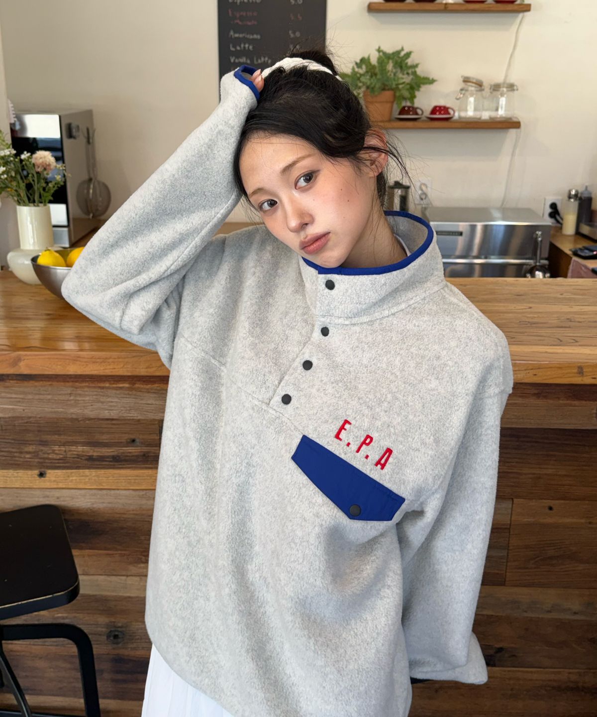 아모우(AMOU) AMOU Polar Fleece Anorak CREAM