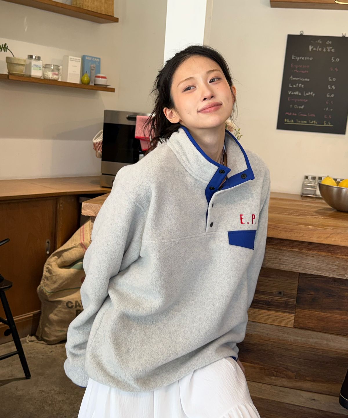 아모우(AMOU) AMOU Polar Fleece Anorak CREAM