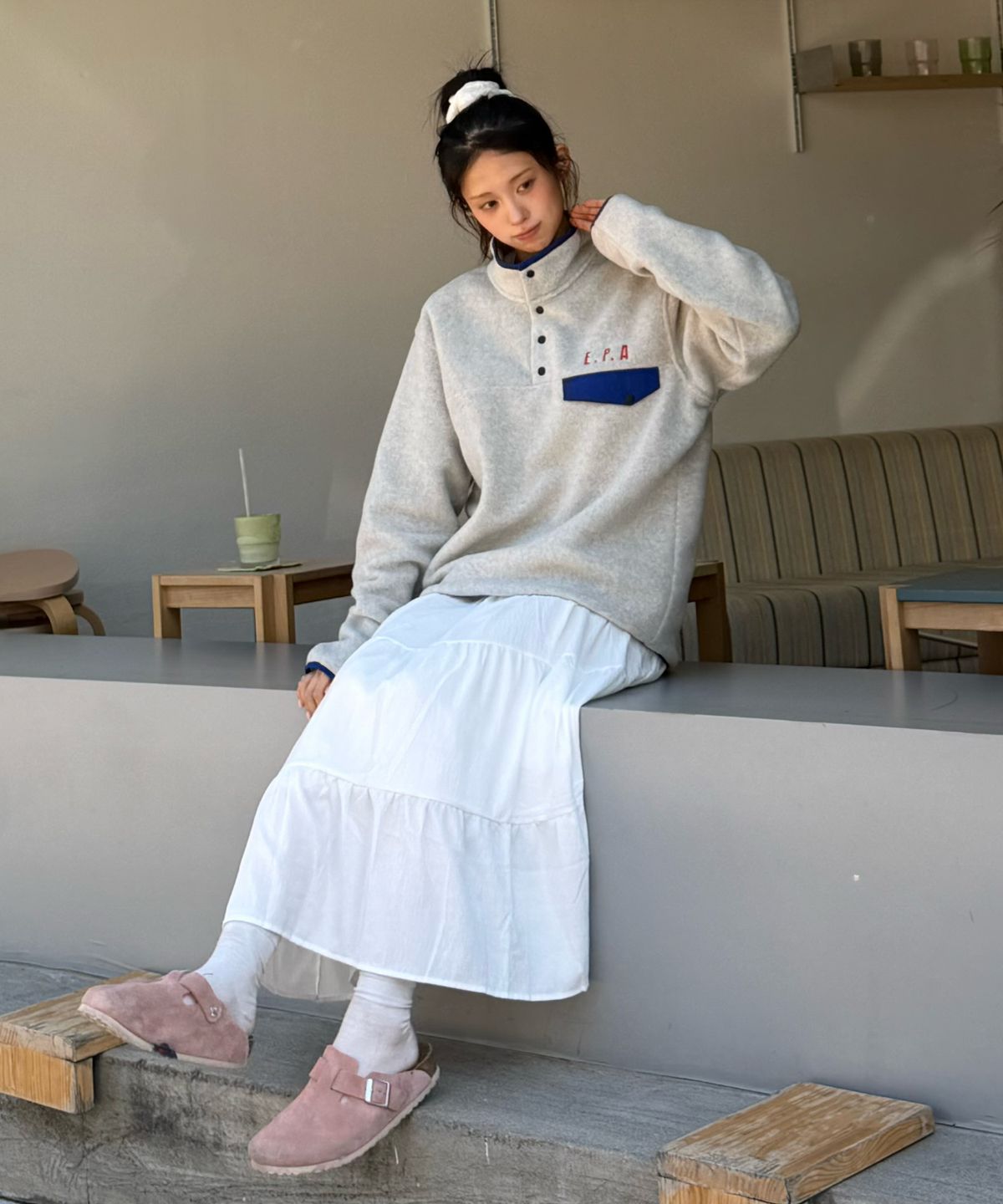아모우(AMOU) AMOU Polar Fleece Anorak CREAM