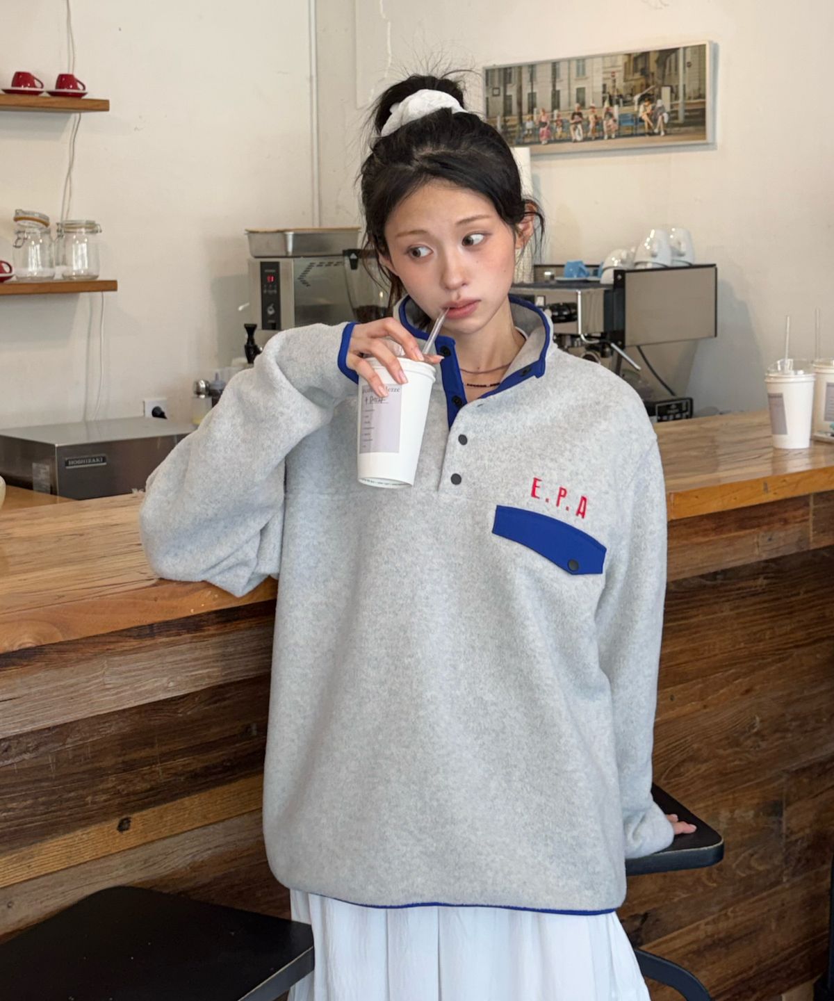 아모우(AMOU) AMOU Polar Fleece Anorak CREAM