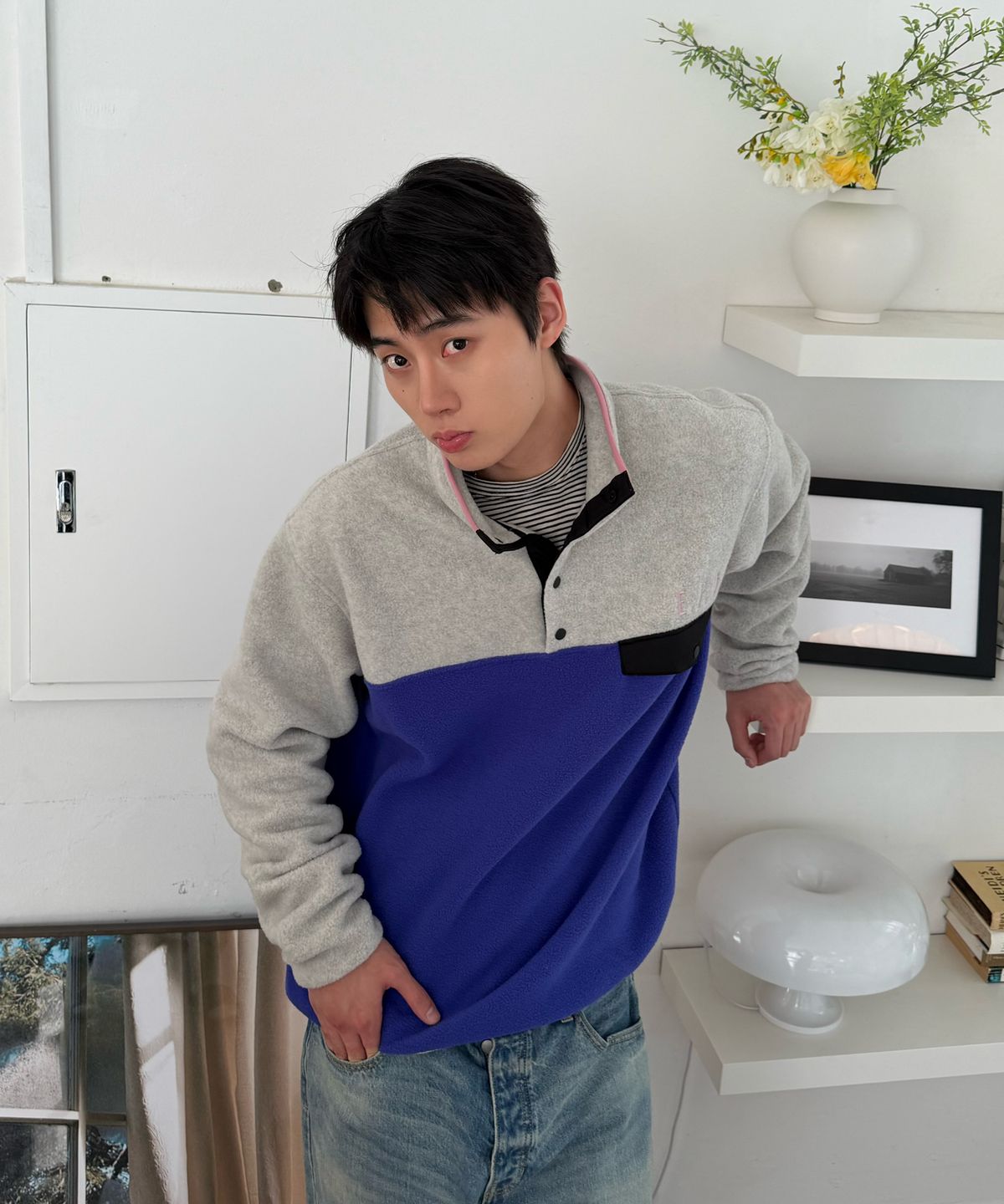 아모우(AMOU) AMOU Polar Fleece Anorak BLUE