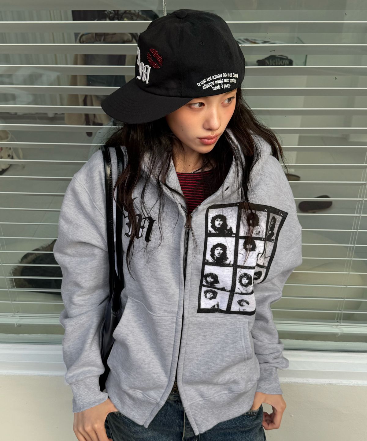 아모우(AMOU) [기모] AM hippy Hoodie Zip-up GRAY