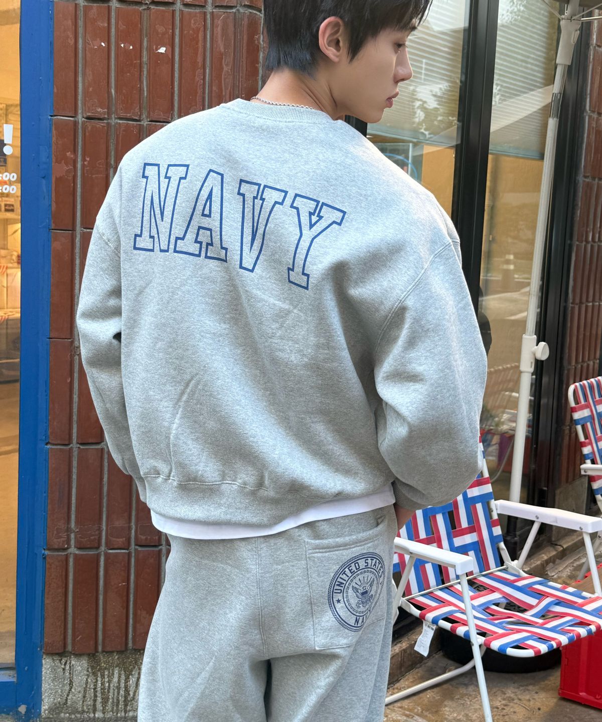 아모우(AMOU) [기모] US NAVY Sweat Shirts GRAY