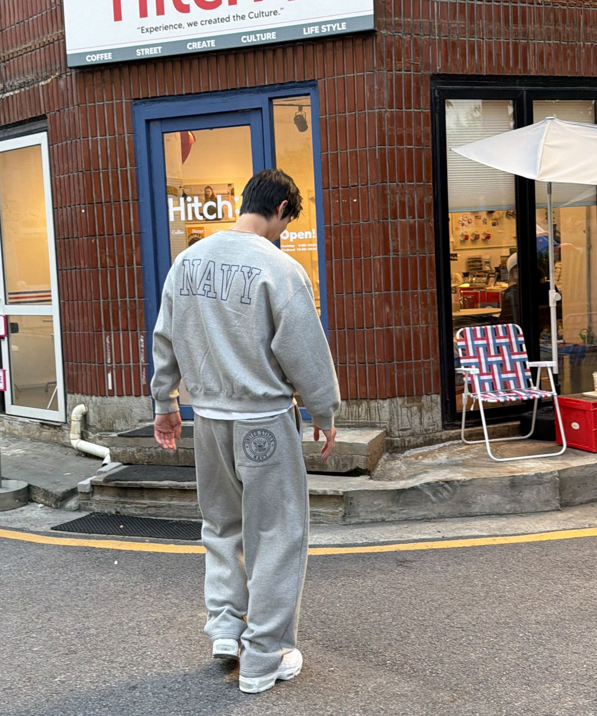 아모우(AMOU) [기모] US NAVY Sweat Shirts GRAY