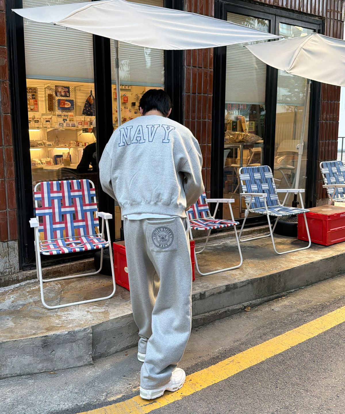 아모우(AMOU) [기모] US NAVY Sweat Shirts GRAY