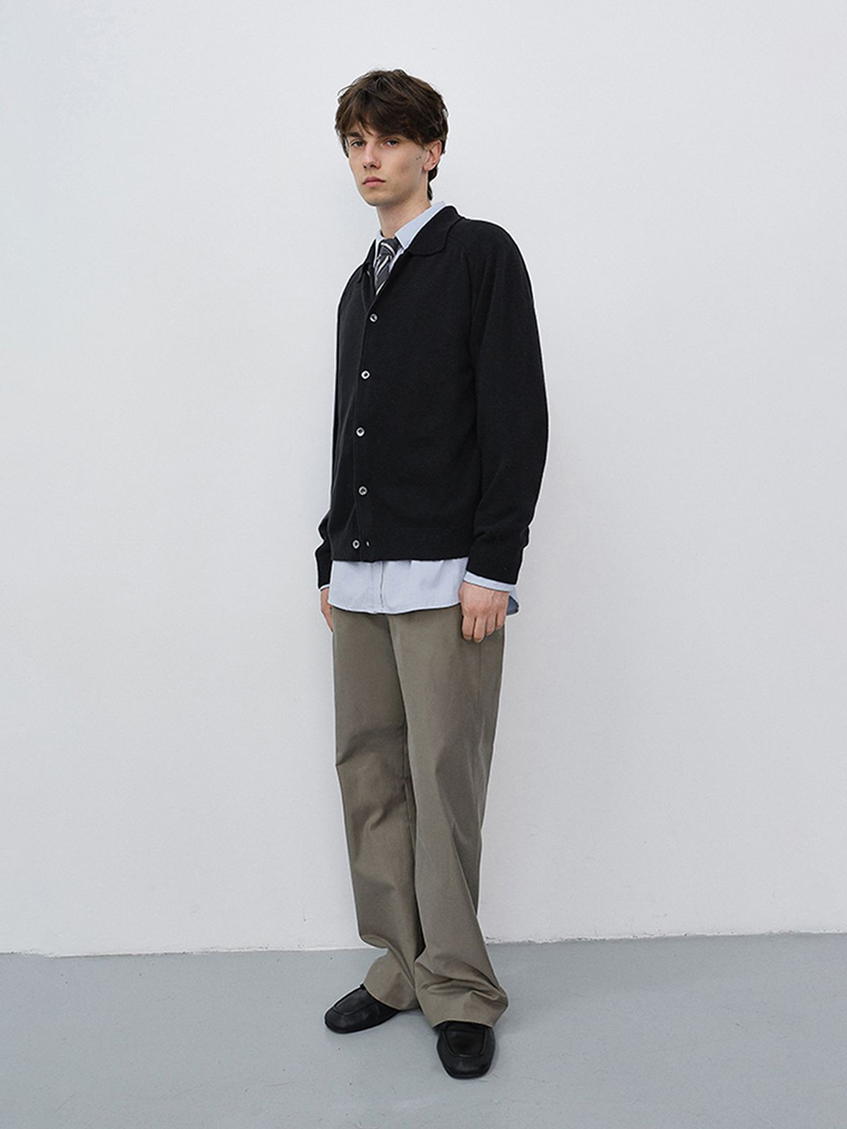 던스트 포 맨(DUNST FOR MEN) UNISEX COLLARED KNIT CARDIGAN_UDSW6C102_BLACK